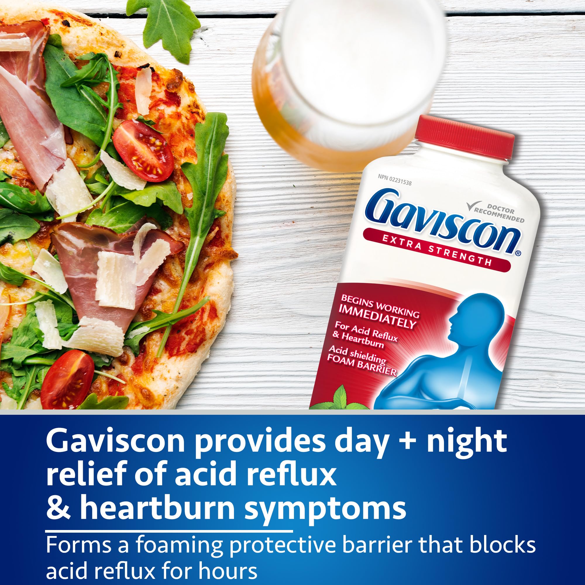 Gaviscon Extra Strength Tablets - 60 Count - Chewable Foaming Antacid Tablets for Day and Night Heartburn Relief, Acid Reflux and GERD Relief, Fruit Blend - Free of Aluminum, Lactose and Gluten 🍁 All In One Marketplace Canada
