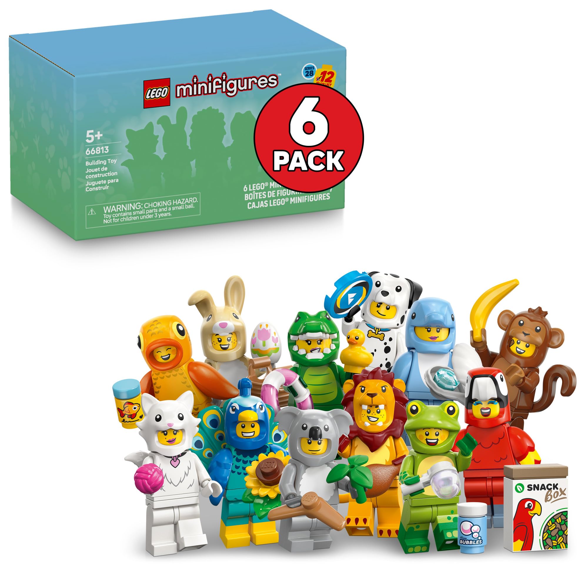 LEGO Minifigures Animal Series 28 6 Pack - Kids Toys in Sealed Mystery Boxes - Animal Themed Figures to Collect - Birthday Party Favors & Gift Idea for Boys & Girls, Ages 5+ - 66813 🍁 All In One Marketplace Canada
