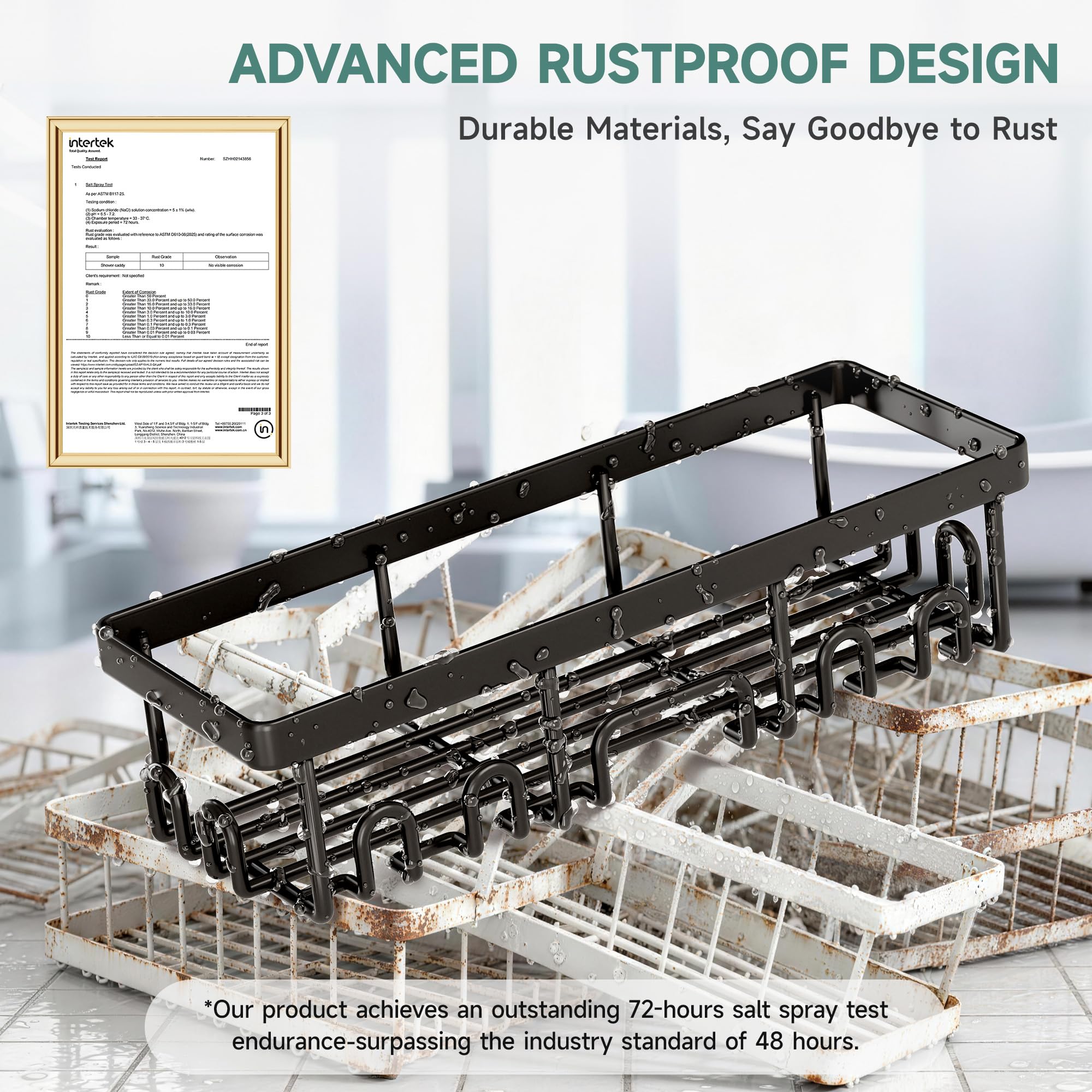 Veken Large Capacity Shower Caddy 3-Pack, No Drilling Adhesive Rack with Soap Holder, Rustproof & Waterproof Shelves, Bathroom Organizers and Storage, Wall-Mounted Kitchen & Home Decor, Black 🍁 All In One Marketplace Canada