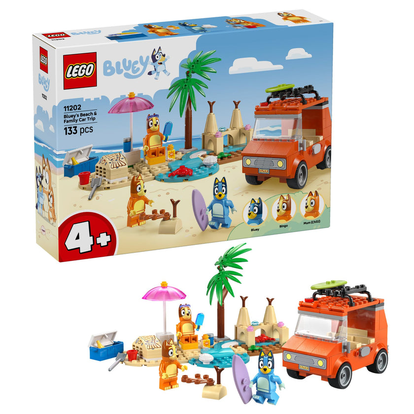 LEGO Bluey: Bluey’s Beach & Family Car Trip - Toddler Learning Toy for Kids 4+ - Includes Bluey, Bingo, and Mum Minifigures - Birthday Gift for Boys and Girls, Ages 4+ - 11202 🍁 All In One Marketplace Canada