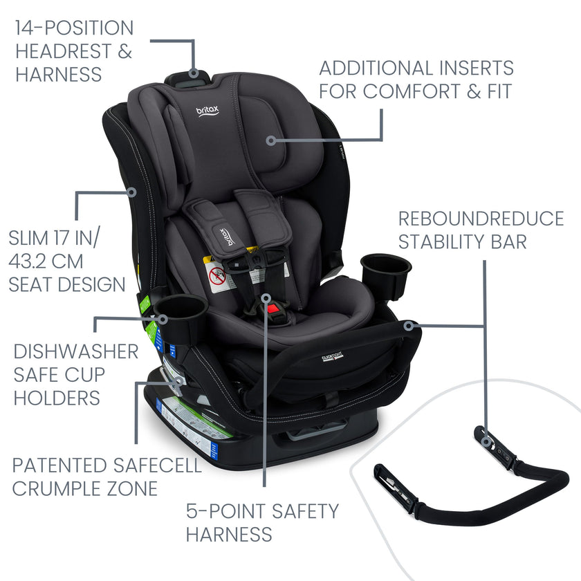Britax Poplar S Convertible Car Seat, Slim 17” Design — Stone Onyx 🍁 All In One Marketplace Canada