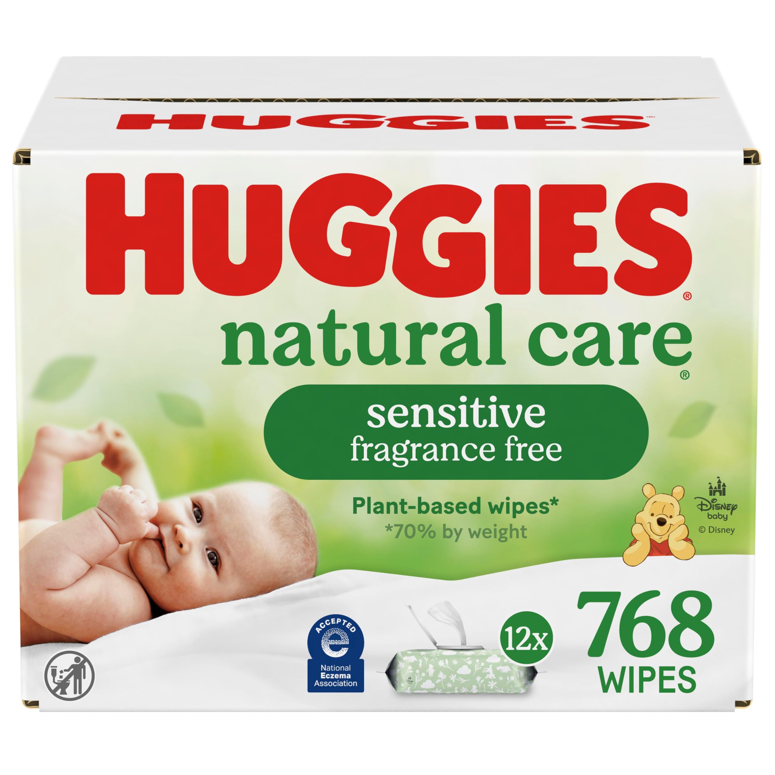 Huggies Natural Care Sensitive Baby Wipes, Unscented, Hypoallergenic, 99% Purified Water, 12 Flip-Top Packs (768 Wipes Total), Packaging May Vary 🍁 All In One Marketplace Canada
