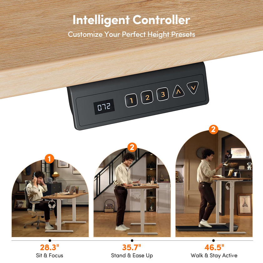 FEZIBO Standing Desk 47 x 24 Inch, Height Adjustable Desk with Memory Buttons, Electric Sit Stand Desk with 7th Gen Lift System, Home Office Table with Splice Board (Maple) 🍁 All In One Marketplace Canada