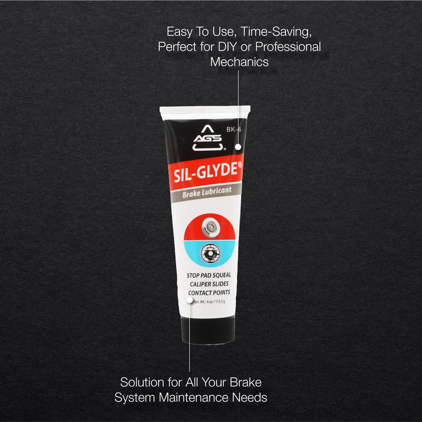 AGS SIL-Glyde 4 oz Tube Silicone Based Brake Assembly Lubricant for Eliminating Disc Brake Squeal - Moisture Proof, Heat Resistant, Rust and Corrosion Protector 🍁 All In One Marketplace Canada