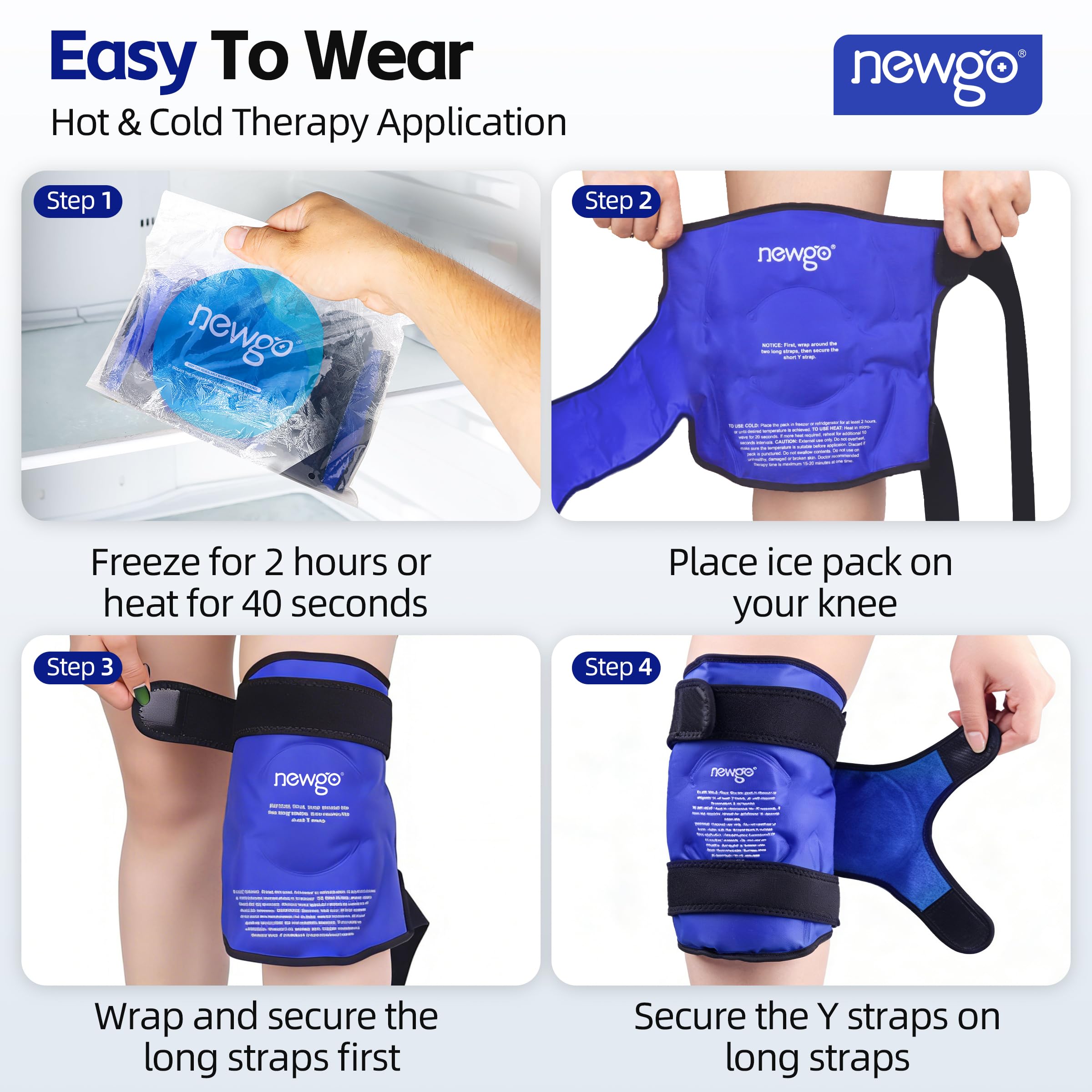 NEWGO Ice Pack for Knee Replacement Surgery, Reusable Gel Cold Pack Knee Ice Pack Wrap Around Entire Knee for Knee Injuries, Knee Ice Wrap for Pain Relief, Swelling, Bruises 🍁 All In One Marketplace Canada