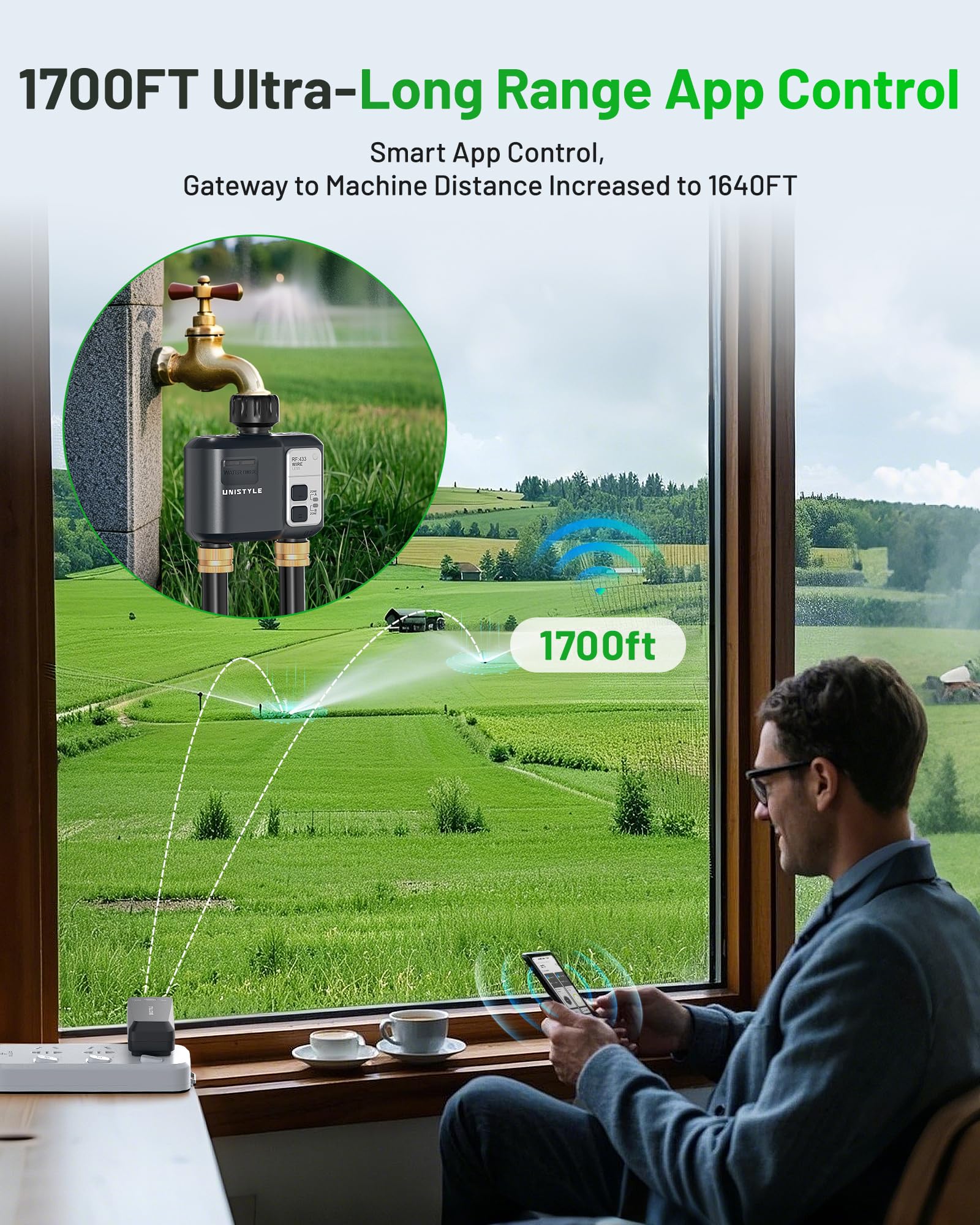 [All-New 2027] 1700FT WiFi Sprinkler Timer 2 Zone, Unistyle Smart Hose Timers Compatible Alexa & Google Voice and App Control, Water Timer for Garden Hose with Auto & Manual Modes for Garden Lawn 🍁 All In One Marketplace Canada