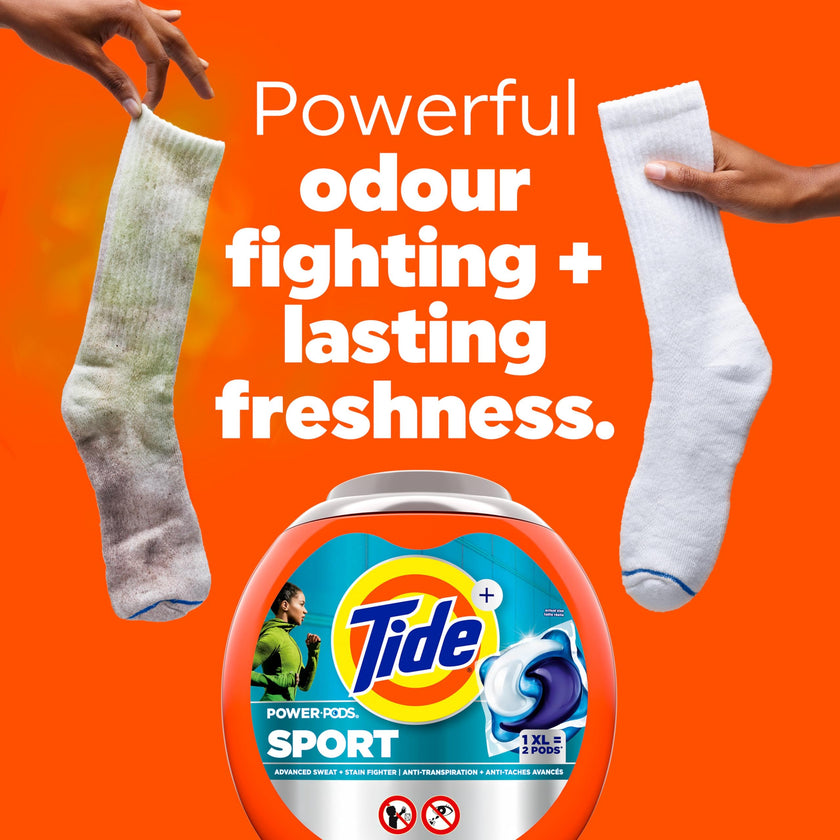 Tide Power Pods Laundry Detergent Pacs with Febreze Sport, Febreze Freshness with Sport Odor Defense, 2.06 kg, 45 Count 🍁 All In One Marketplace Canada
