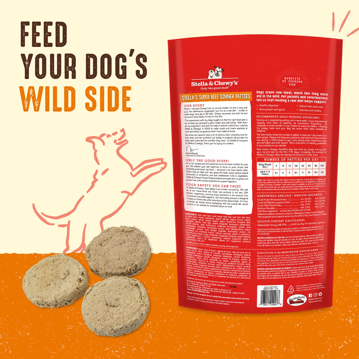 Stella & Chewy’s Freeze Dried Raw Dinner Patties – Grain Free Dog Food, Protein Rich Stella’s Super Beef Recipe – 708g Bag 🍁 All In One Marketplace Canada