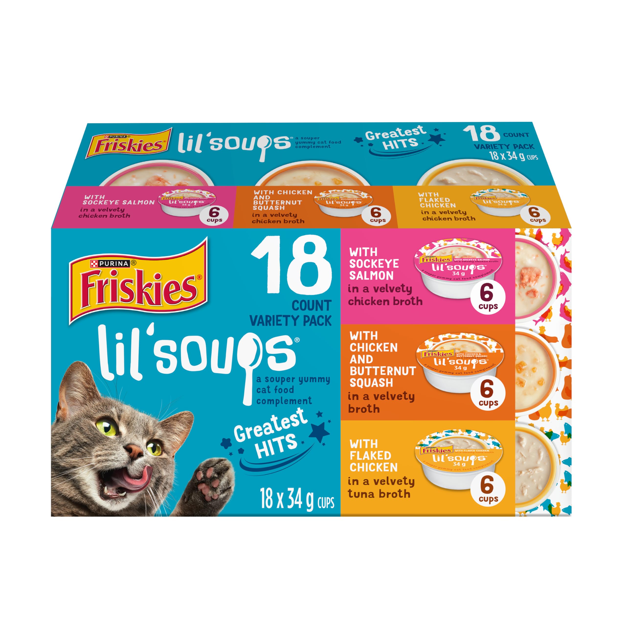 Friskies Lil' Soups Cat Treats, Greatest Hits Cups 34g (18 Pack x 2) 🍁 All In One Marketplace Canada