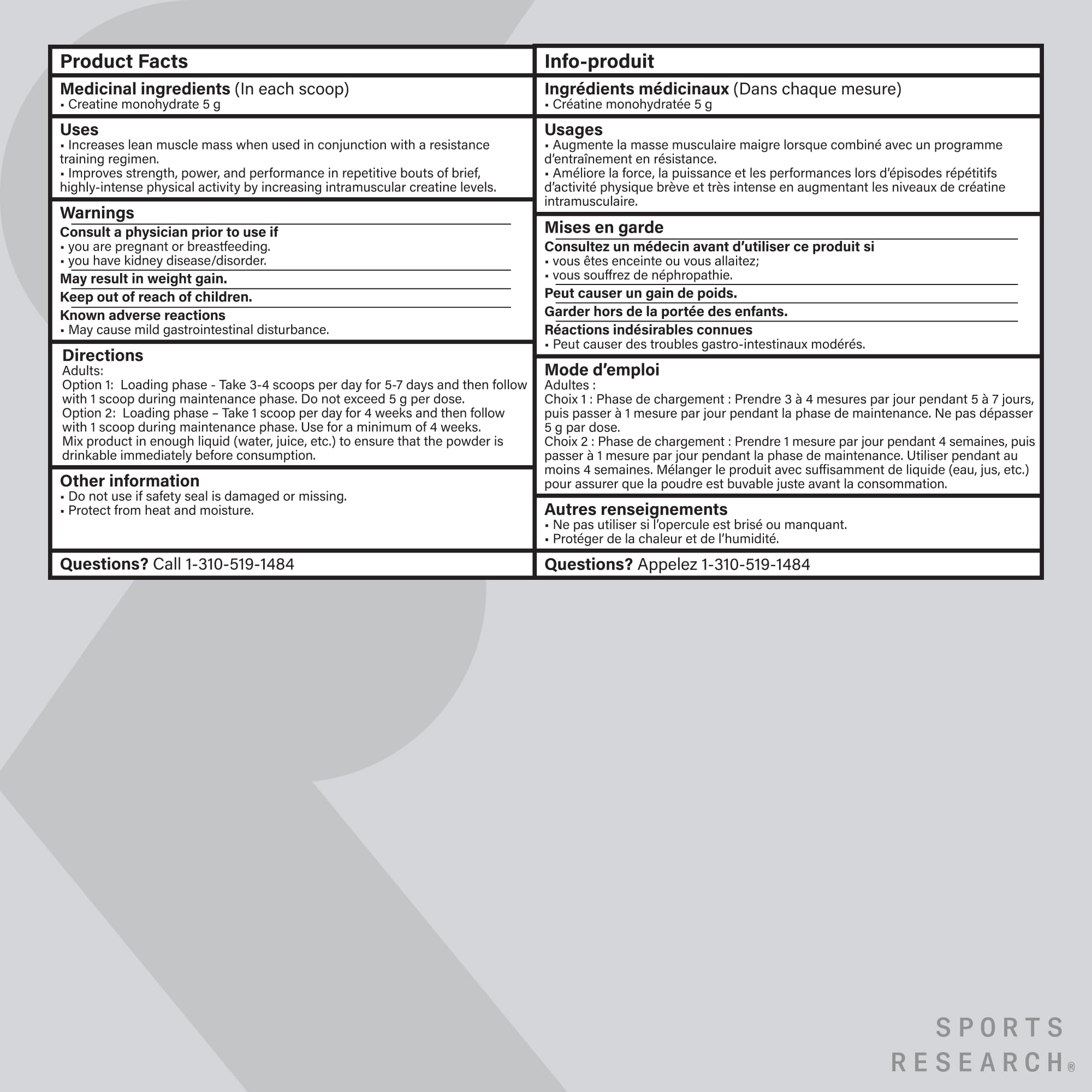 Sports Research® Creatine Monohydrate - Pure Micronized Creatine Monohydrate Powder - Improves strength, power, and performance for Women and Men | Non-GMO 60 Servings 🍁 All In One Marketplace Canada