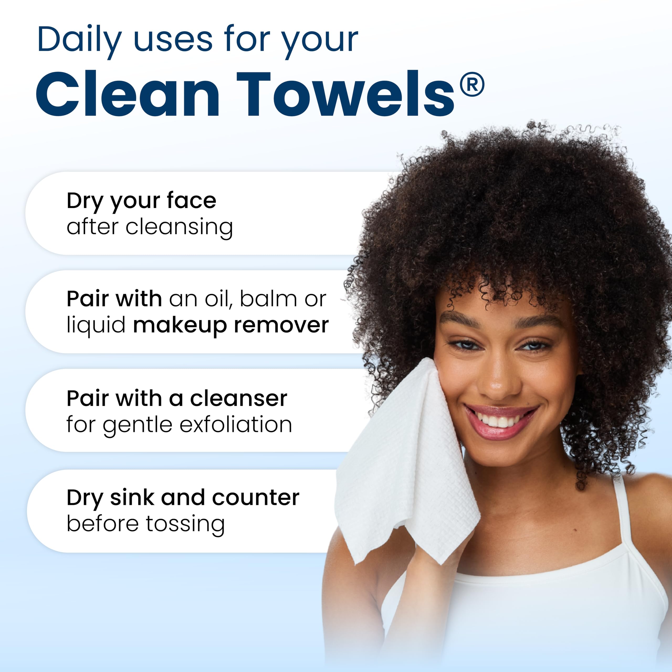 Clean Skin Club Clean Towels XL®, 100% USDA Biobased Face Towel, Disposable Face Towelette, Eczema Association Accepted, Makeup Remover Dry Wipes, Ultra Soft, 1 Pack, 50 Ct 🍁 All In One Marketplace Canada