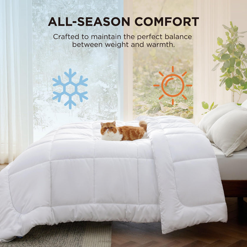 Bedsure White Duvet Insert Queen - Quilted Comforters Queen Size, All Season Duvet, GentleSoft Down Alternative Bedding, with 8 Tabs, Gifts for Women/Men, White, Queen 88 x 88 Inches 🍁 All In One Marketplace Canada