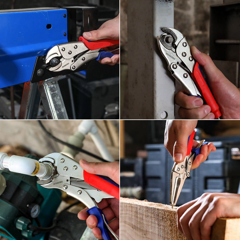 WORKPRO 3-piece Locking Pliers Set, 10-inch Curved Jaw, 7-inch Curved Jaw and 6-1/2-inch Straight Jaw 🍁 All In One Marketplace Canada