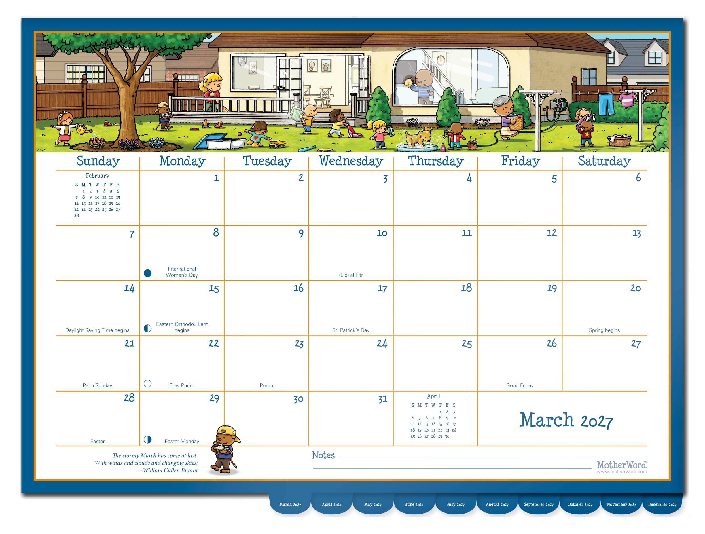 2027 MotherWord Deluxe Magnetic Ultimate Family Calendar and Chore Chart, 16-Month Family Planner, Sept 2026-Dec 2027, English, Large Deluxe Version, 18