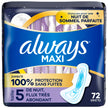 ALWAYS MAXI OVERNIGHT PADS WITH WINGS, SIZE 5, EXTRA HEAVY OVERNIGHT, UNSCENTED, 72 COUNT TOTAL (PACK OF 3) 🍁 All In One Marketplace Canada