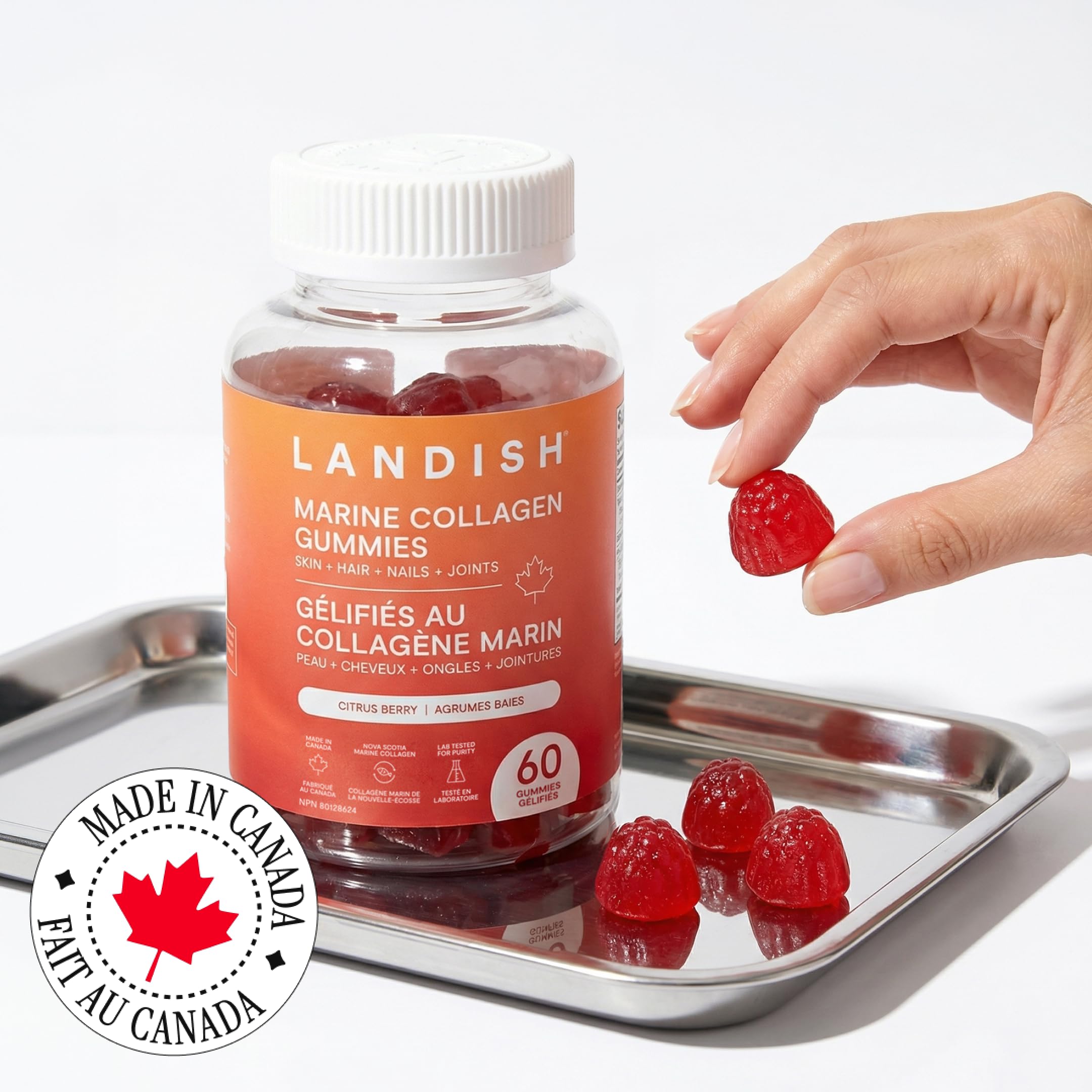 Landish Marine Collagen Gummies, Skin Hair Nails & Joints, 60 Gummies 🍁 All In One Marketplace Canada