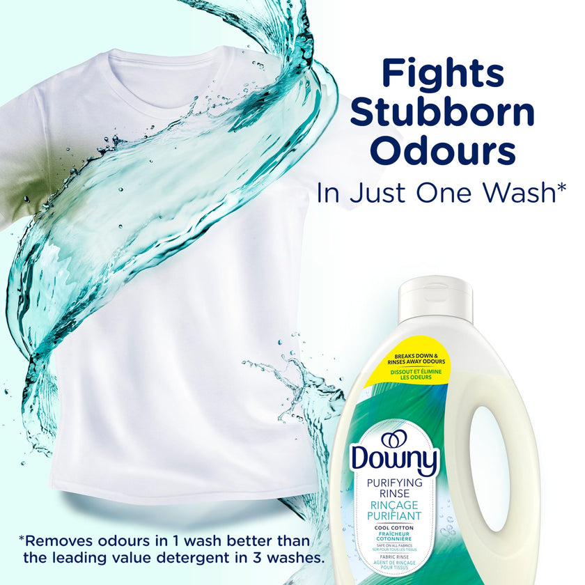Downy Purifying Rinse Laundry Odour Remover, Cool Cotton Scent, Fabric Softener and Laundry Odour Removal Rinse, Fights Odours at the source, HE Compatible, 1.83 L 🍁 All In One Marketplace Canada