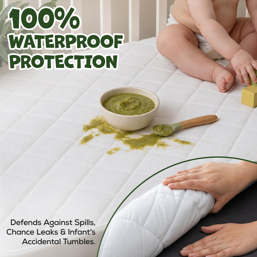 Utopia Bedding Waterproof Crib Fitted Mattress Protector (Pack of 2) - Toddler and Baby Crib Mattress Pad Cover - Soft and Breathable with 7 Inches Deep Skirt (White, 28