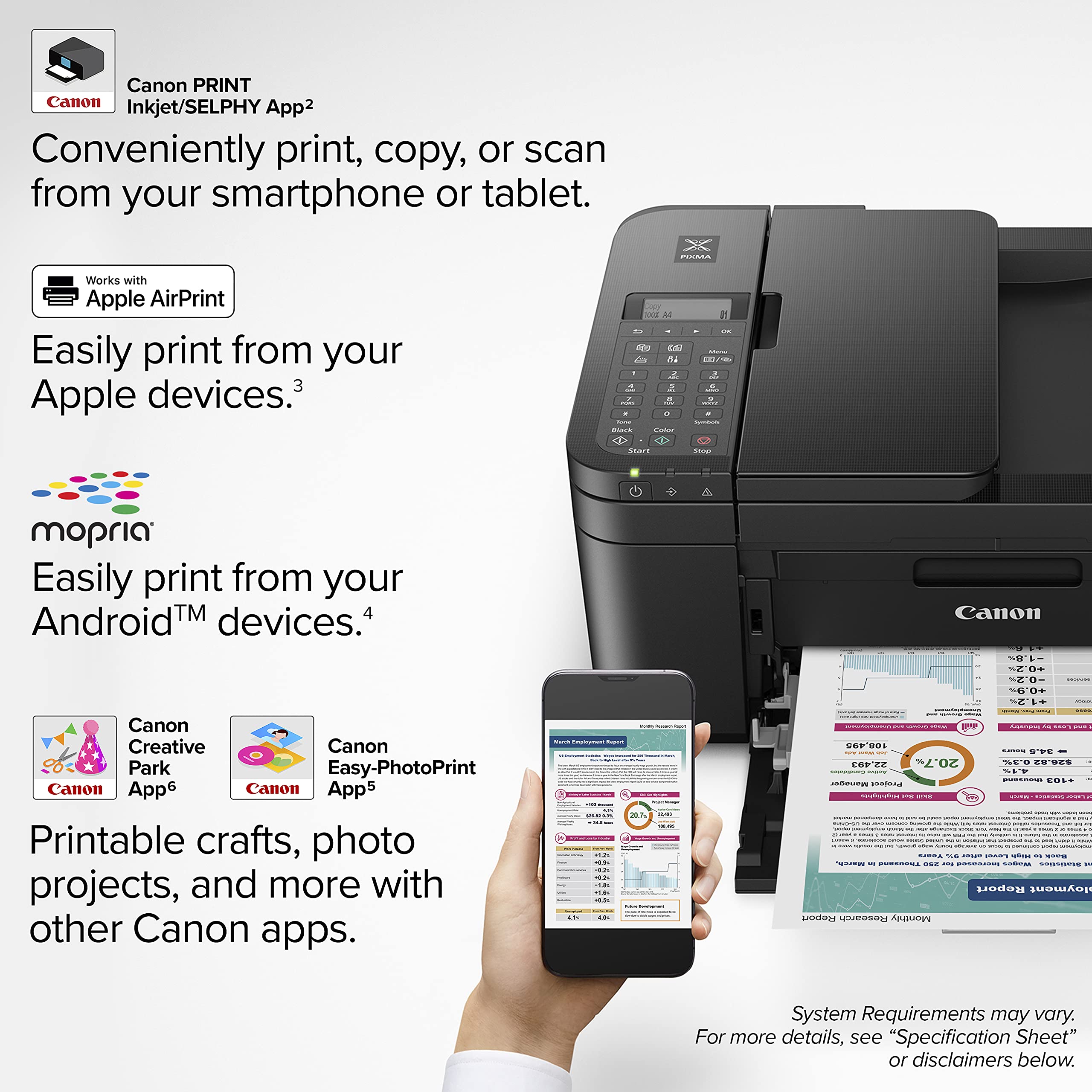 Canon PIXMA TR4720 - All-in-One Wireless Printer for Home Use, Print, Copy, Scan, and Built-in Fax, with Auto Document Feeder, Mobile Printing, Black 🍁 All In One Marketplace Canada