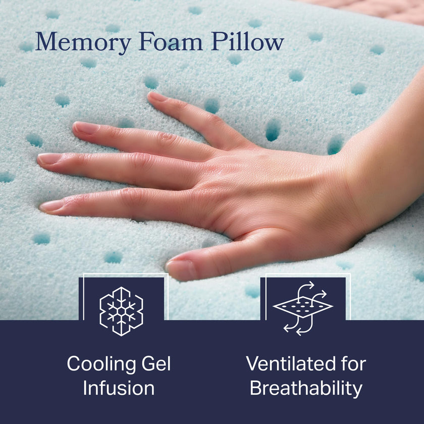 WEEKENDER Ventilated Gel Memory Foam Pillow - Washable Cover - Queen Size(Pack of 1), White 🍁 All In One Marketplace Canada