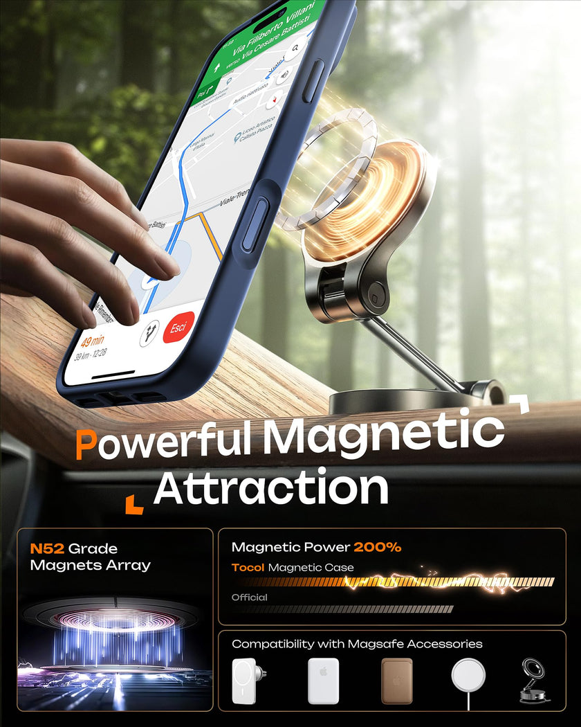 TOCOL Case for Phone 17 Pro, Full Camera Protection, Built-in Magnets, Compatible with Magsafe, Drop Protection, Translucent Matte Phone Case for Phone 17 Pro 6.3 inch (Dark Blue) 🍁 All In One Marketplace Canada