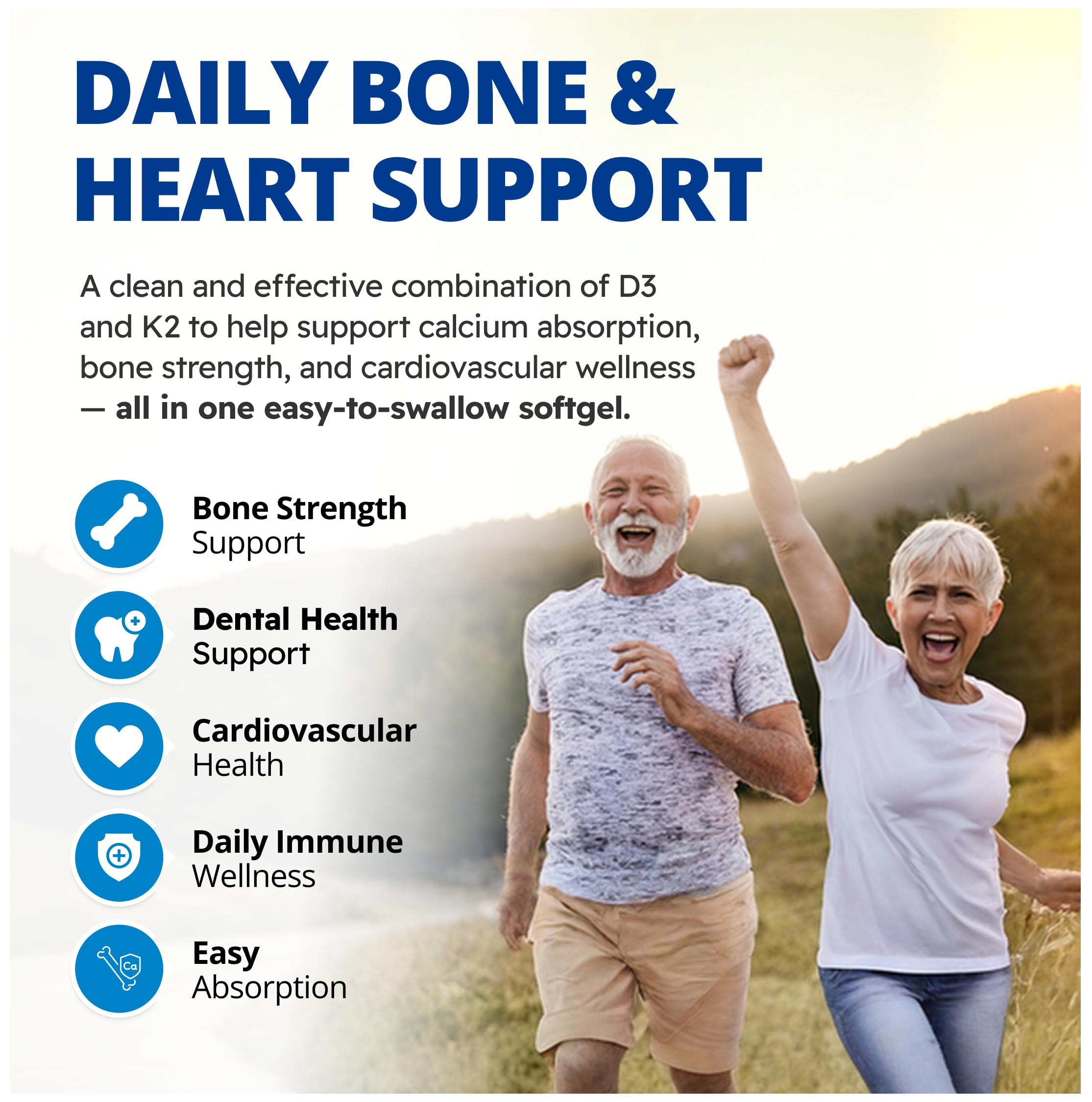 CanPrev D3 & K2 Vitamins 120 Softgels, 120-Day Supply, 1000IU Vitamin D3 & 120mcg K2, Supports Strong Bones, Teeth & Heart Wellness, Easy-to-Absorb with Organic Coconut Oil, No GMO, Gluten, Soy, Dairy 🍁 All In One Marketplace Canada