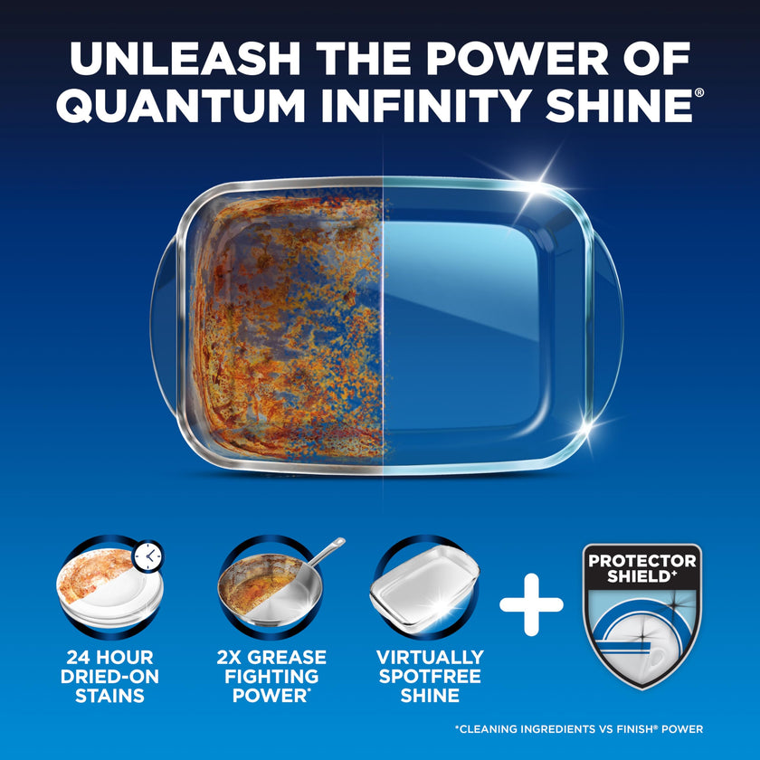 Finish® Quantum® Infinity Shine® Dishwasher Detergent Pods, 3 Chamber Formula with PowerBall, 2X Grease Fighting*, 24H Dried-On Stains, Shine Protection, No Pre-Rinse, 70 Tabs 🍁 All In One Marketplace Canada