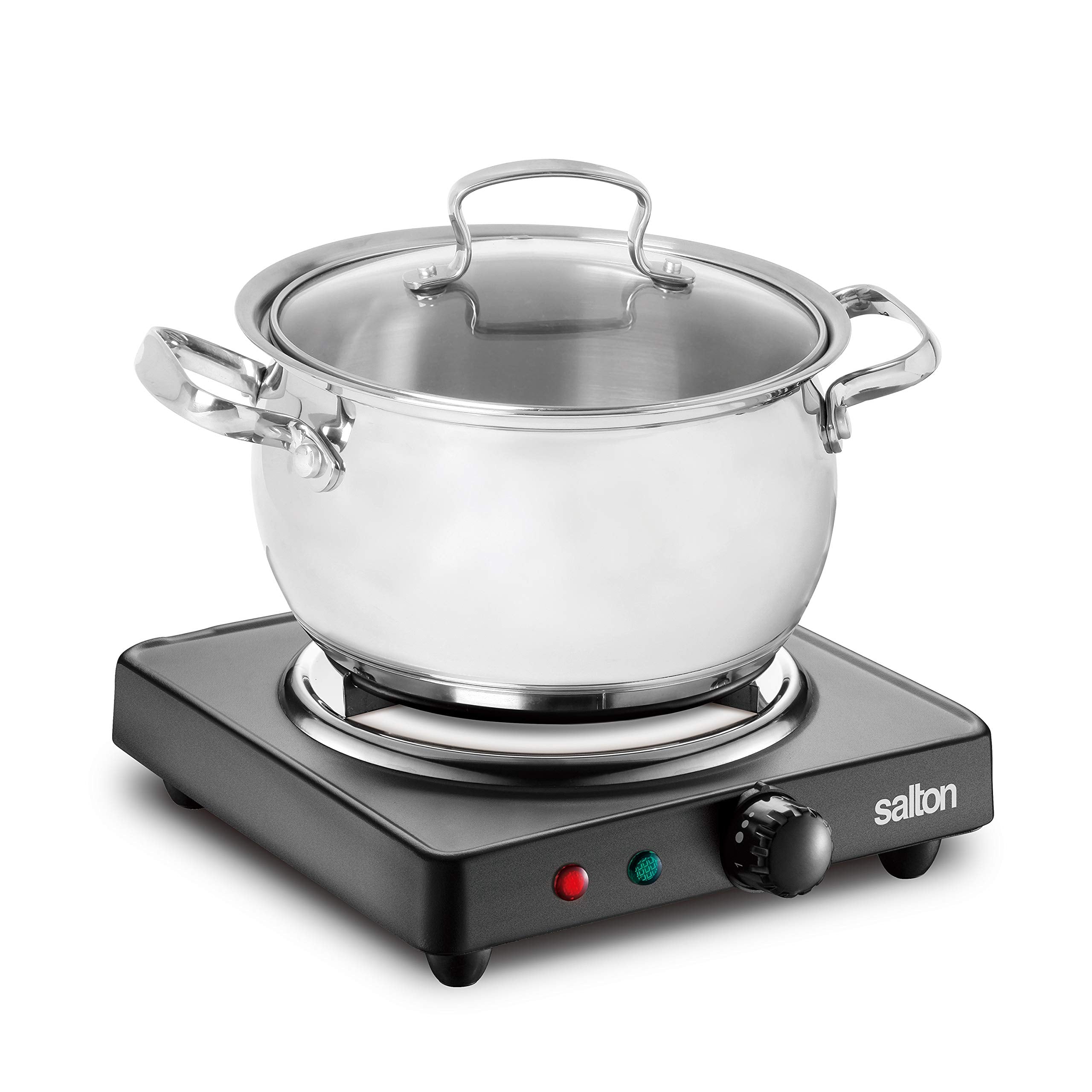 Salton Single Coil Portable Electric Cooktop | 1000 Watts | Lightweight & Compact | Variable Temperature Control | Perfect for Dorms, Offices, Camping | Black | 100% Canadian-owned & operated 🍁 All In One Marketplace Canada