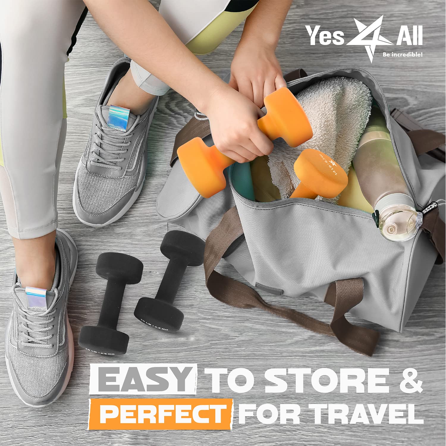 Yes4All Dumbbell Neoprene, poids et haltere, Weight Set, Hand Weights for Women, Dumbbells Pair, Free Weights (D. Orange - 15lbs) 🍁 All In One Marketplace Canada