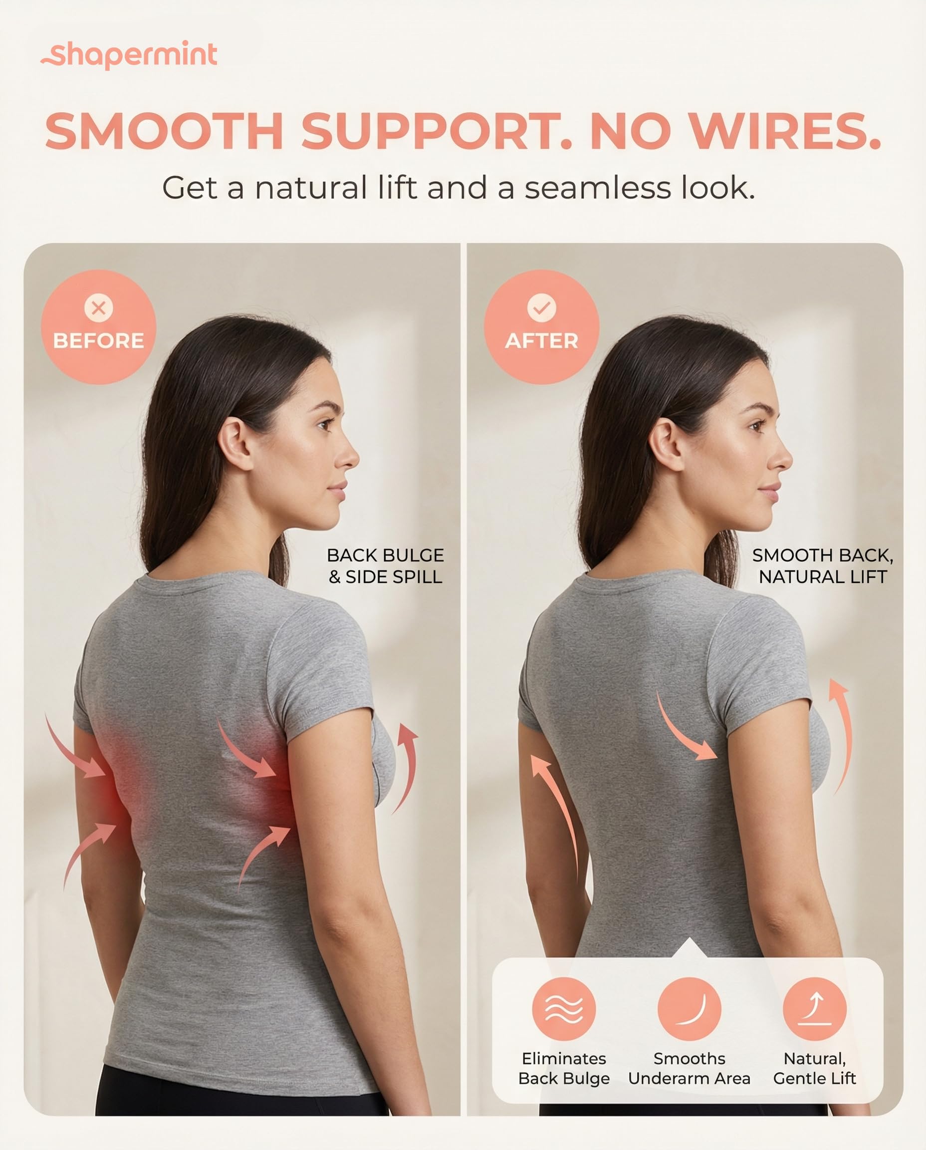 SHAPERMINT Wireless Bras for Women - Full Support Seamless Bralette, Compression Sports Bra, Plus Size Minimizer Bras, Padded Wirefree Bra for Women White 🍁 All In One Marketplace Canada