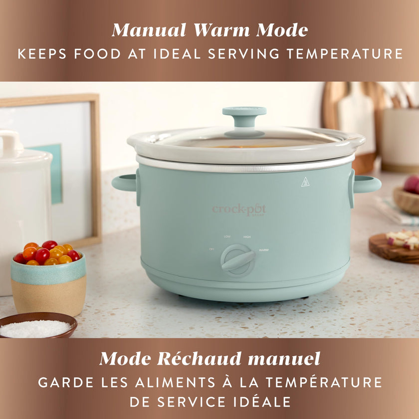 Crock-Pot Design Series 4.5-Quart Manual Slow Cooker, Ocean Fog Green 🍁 All In One Marketplace Canada