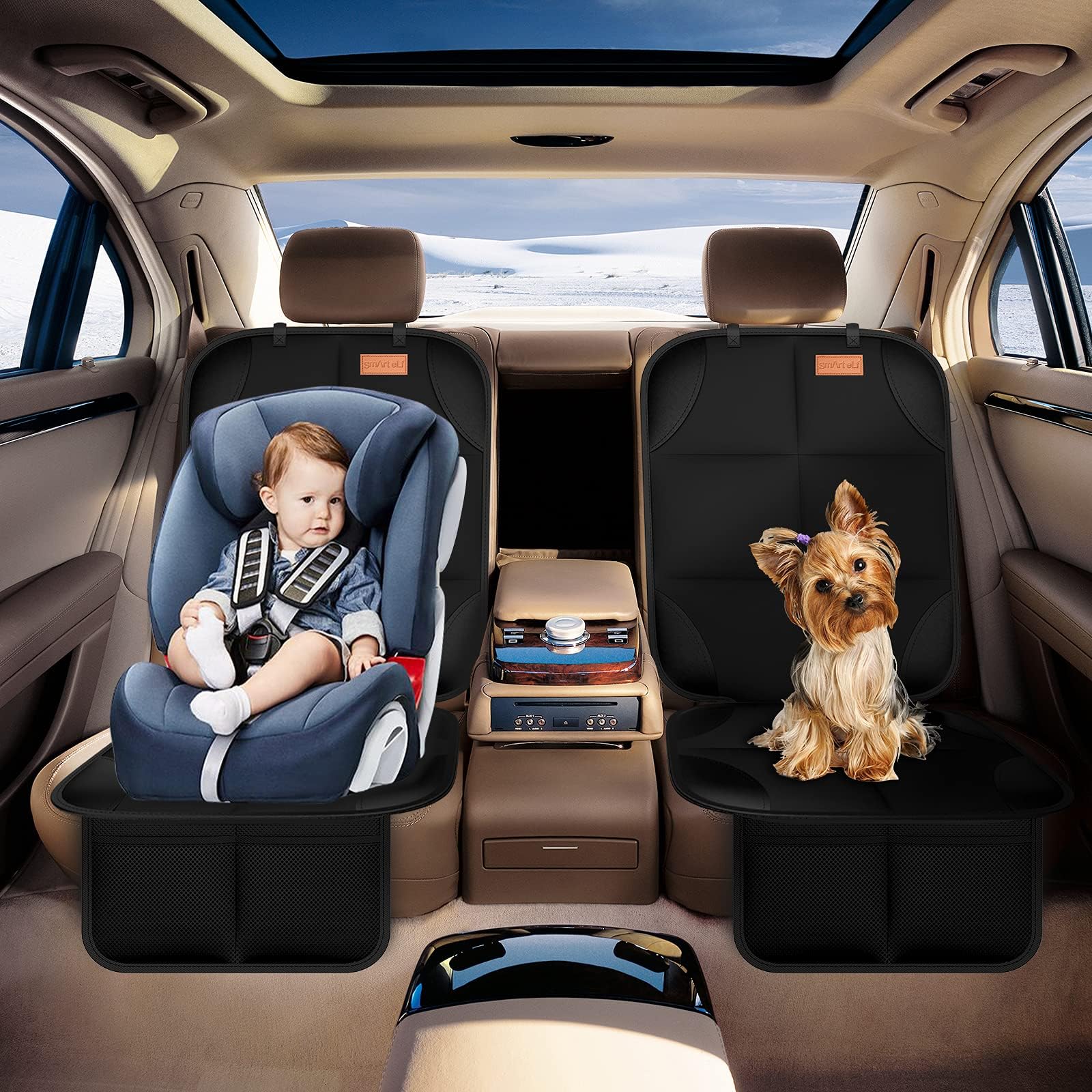 Smart eLf Car Seat Protector, 2Pack car seat Protector for Baby carseat with Thickest Padding, Non Slip Backing Mesh Pockets for Baby, Pet 🍁 All In One Marketplace Canada