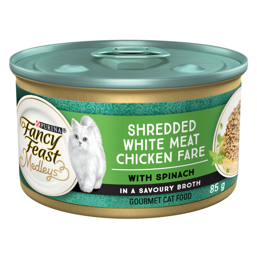 Fancy Feast Medleys Wet Cat Food, Shredded White Meat Chicken Fare - 85 g Can (24 Pack) 🍁 All In One Marketplace Canada