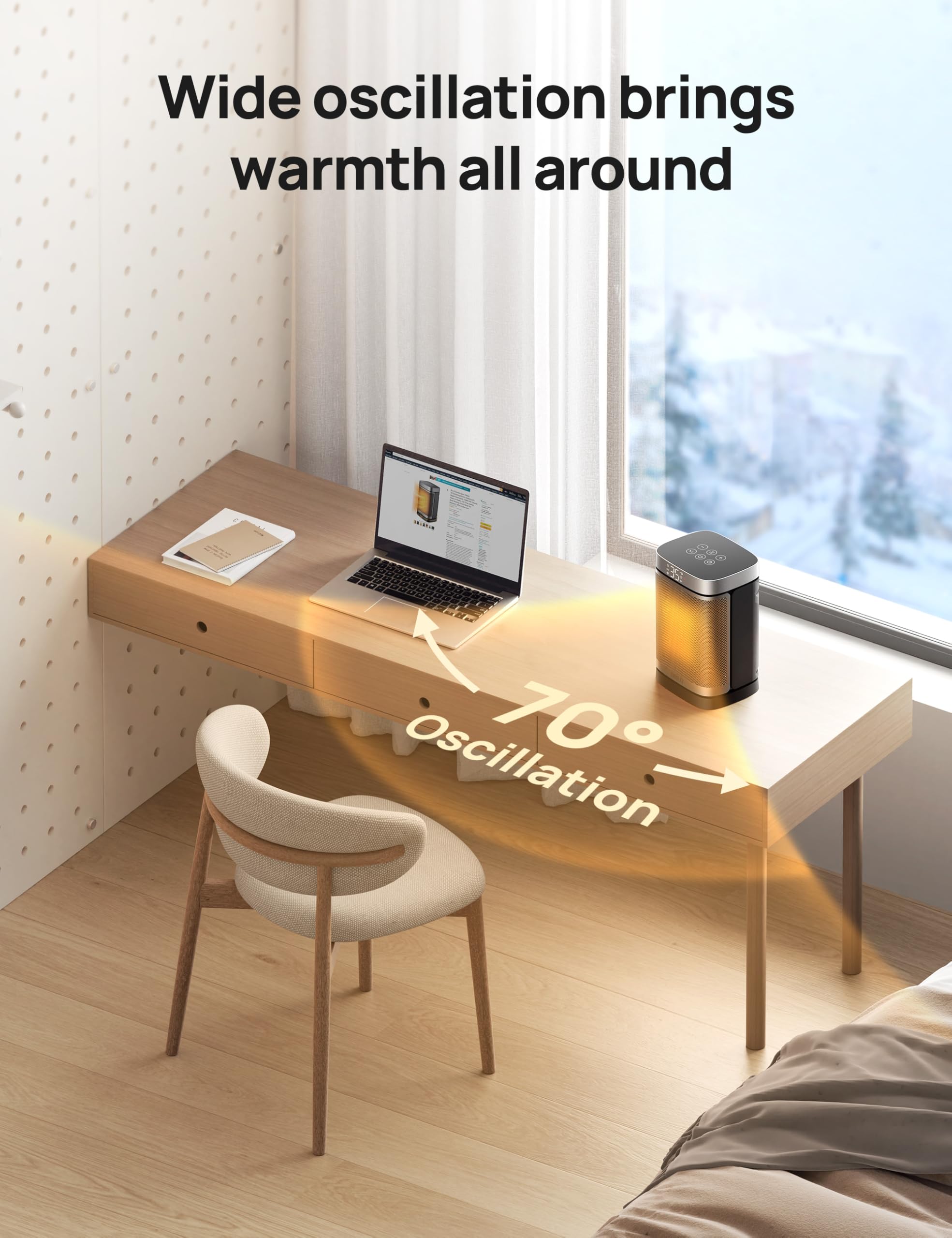 DREO Space Heaters for Indoor Use, 1500W Electric Heater for Bedroom Home Office, Safe PTC Ceramic Heater with Thermostat, Portable Heaters with Remote, 70°Oscillation, 12H Timer, 5 Modes 🍁 All In One Marketplace Canada