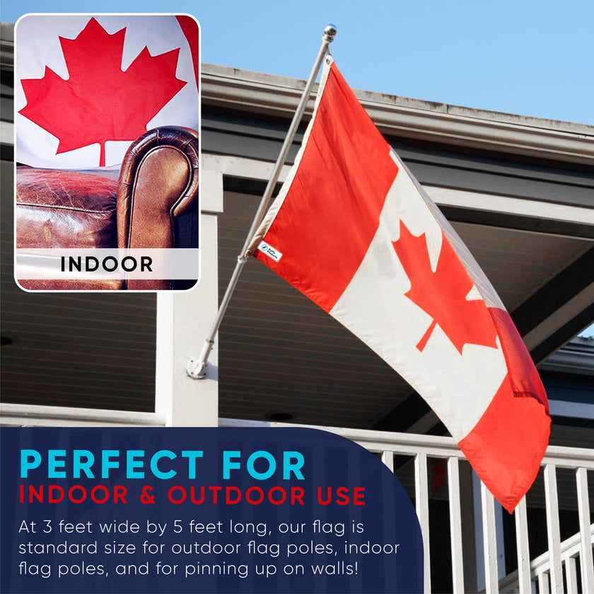 ByFloProducts Premium Canada Flag - Canadian Flags 3x5 Feet Outdoor Heavy Duty - Durable Nylon, Embroidered Maple Leaf, Quadruple Stitched, Vivid Colors 🍁 All In One Marketplace Canada