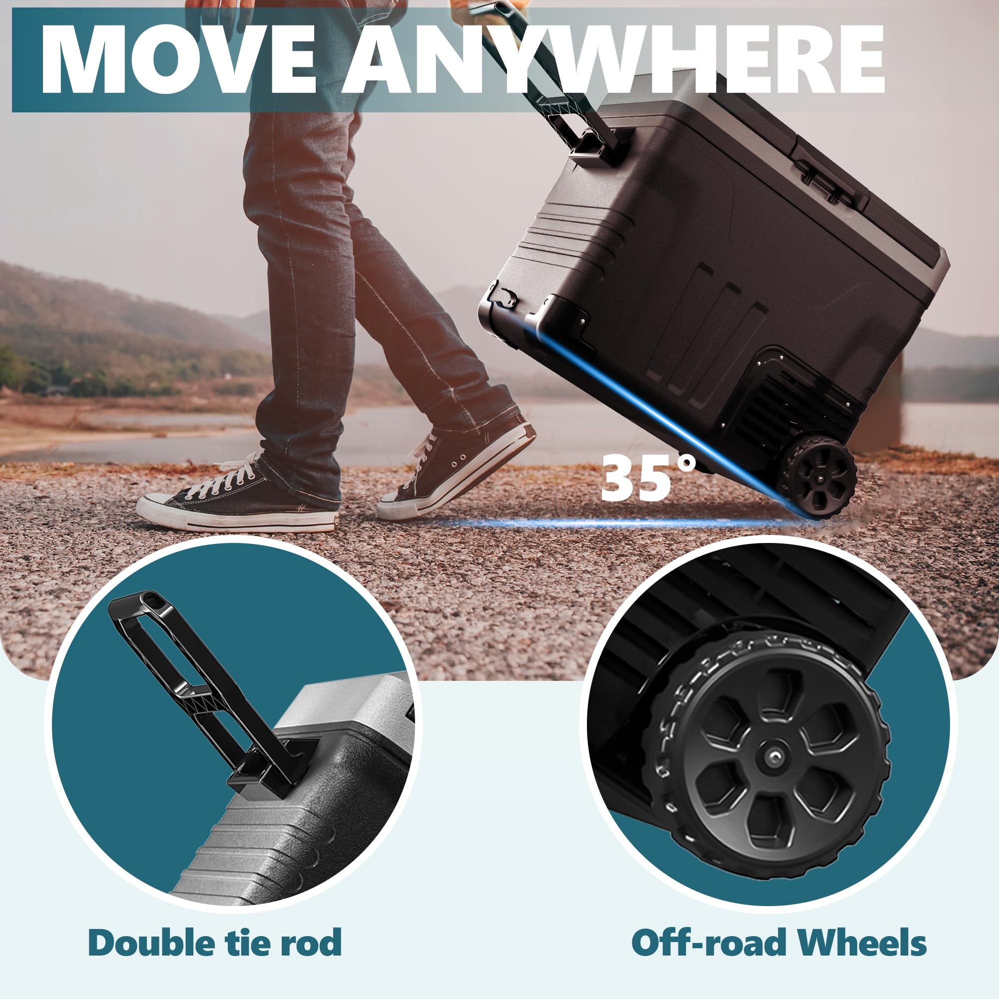 EUHOMY 12 Volt Refrigerator, 53QT(50L) Electric Cooler, Portable Freezer 12V/24V DC 110-240V AC, 12V Fridge -4℉~68℉, 12V Cooler with Wheels & 2 Baskets for Travel, Truck, Boat, Camping 🍁 All In One Marketplace Canada