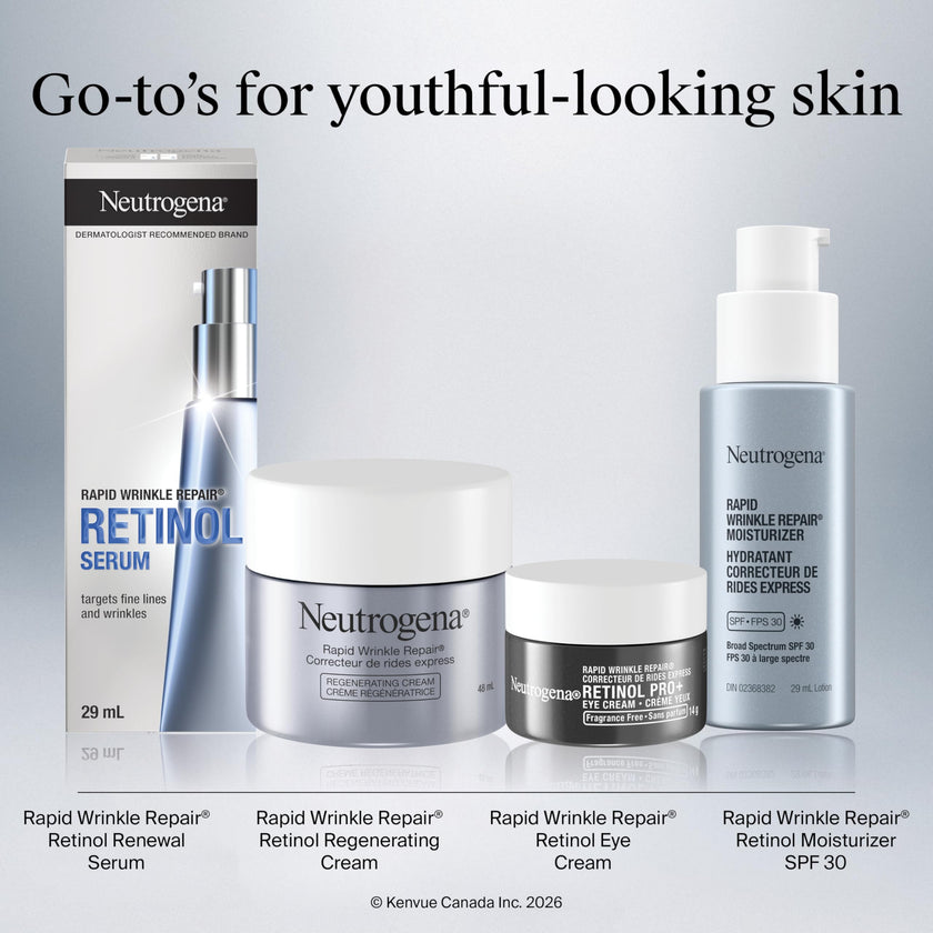 Neutrogena Retinol Face Moisturizer, Rapid Wrinkle Repair, Daily Anti-Aging Neck & Face Cream with Hyaluronic Acid, Retinol Cream, Fragrance Free, Fades Fine Lines, Wrinkles and Dark Spots, 48 mL 🍁 All In One Marketplace Canada