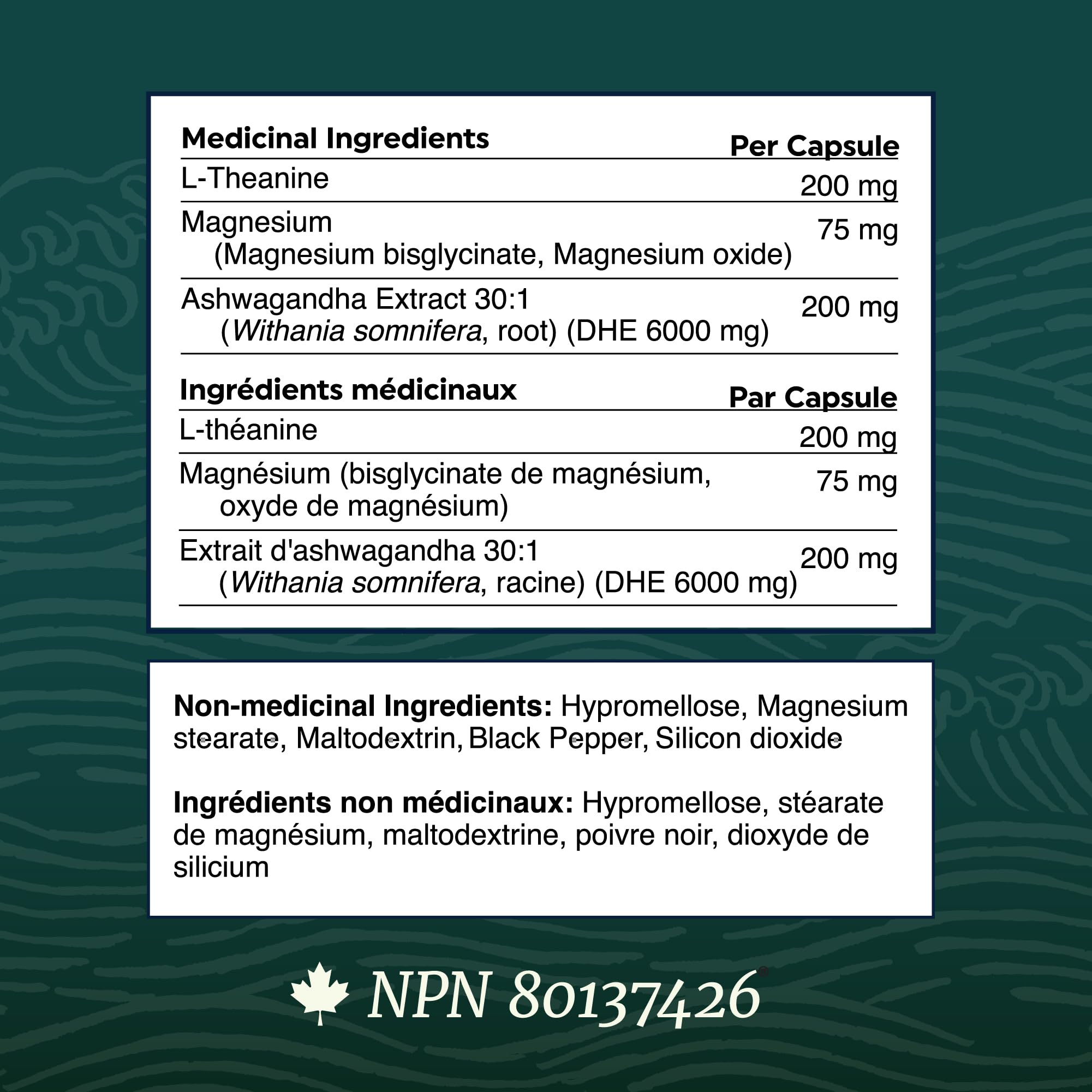L Theanine, Magnesium Glycinate + Ashwagandha Supplement | Relaxation, Sleep & Memory Support | Stress Relief, Calm, Mood & Sleep Supplements | Made in Canada & Non-GMO | 120 Ct 🍁 All In One Marketplace Canada