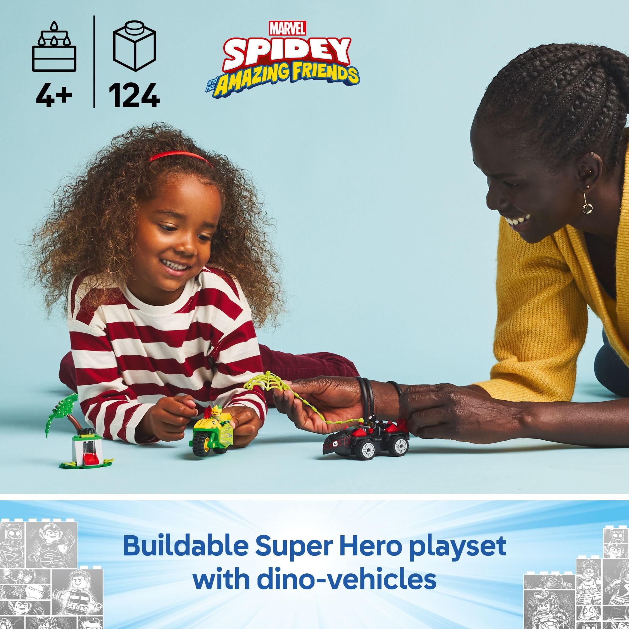 LEGO Marvel Spidey and His Amazing Friends Spin and Electro Dinosaur Vehicle Chase - Car and Motorcycle Preschool Building Toy for Kids, Boys and Girls, Ages 4+ - Gift Idea for Birthdays - 11198 🍁 All In One Marketplace Canada