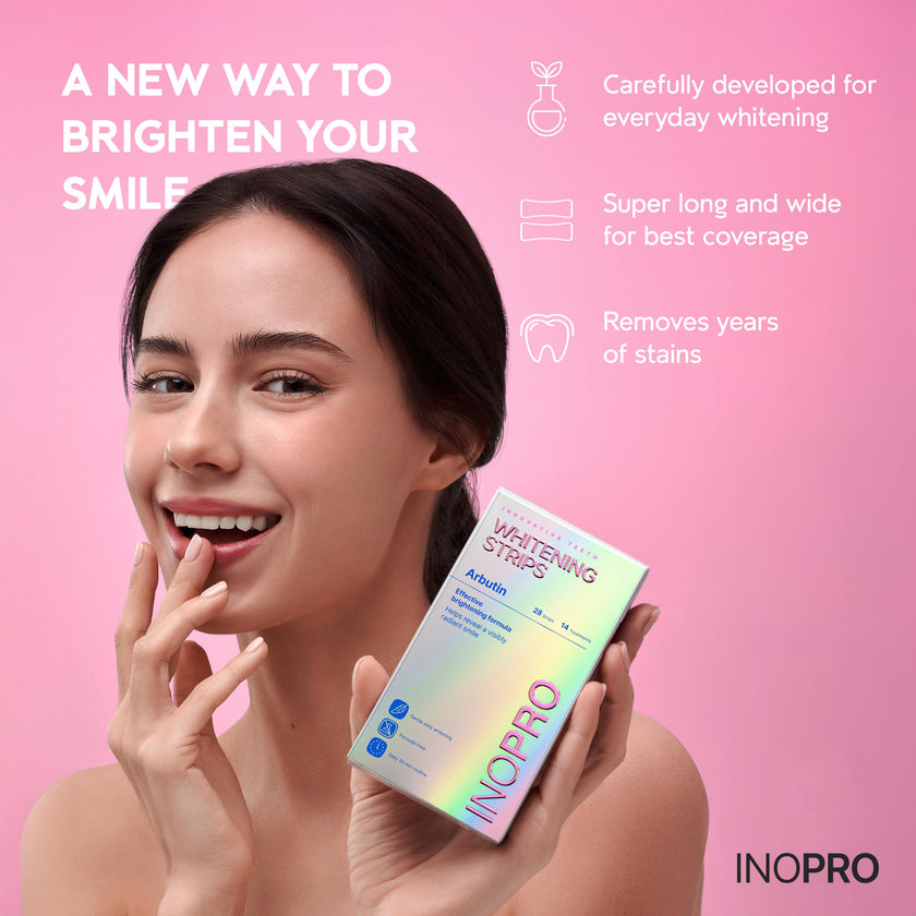 InoPro Teeth Whitening Strips 14 Treatments Kit - Sensitive Teeth Whitener, Peroxide Free, Enamel Safe Green White Strips, Deep Stains Removal - Instant Teeth Whitening Without The Harm (28 Strips) 🍁 All In One Marketplace Canada