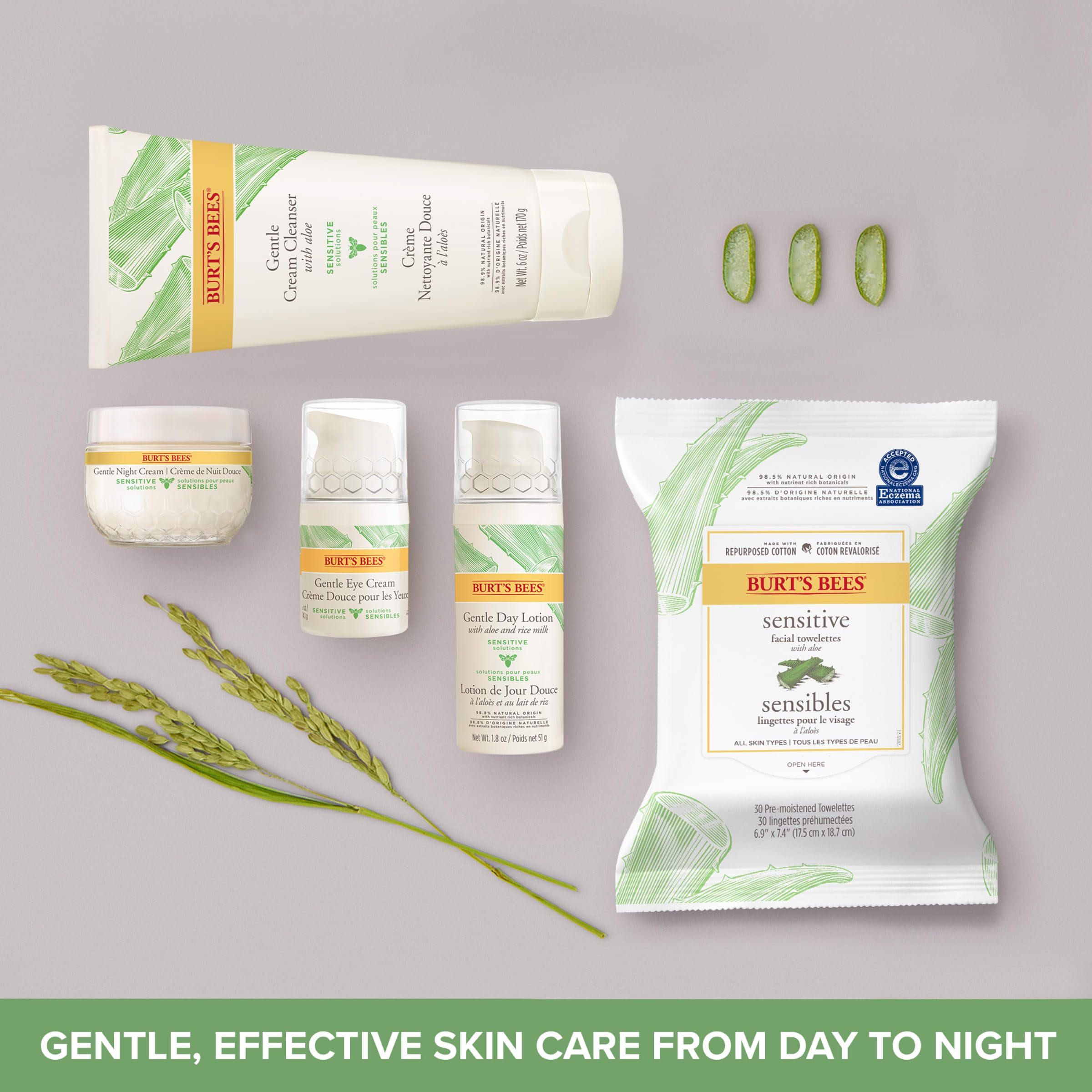 Burt's Bees Sensitive Hydrating Gentle Daily Face Cream Moisturizer Face Lotion for Sensitive Skin with Aloe and Rice Milk, , Mother's Day Gift, 98.9% Natural Origin, Developed with Dermatologists, 51g 🍁 All In One Marketplace Canada