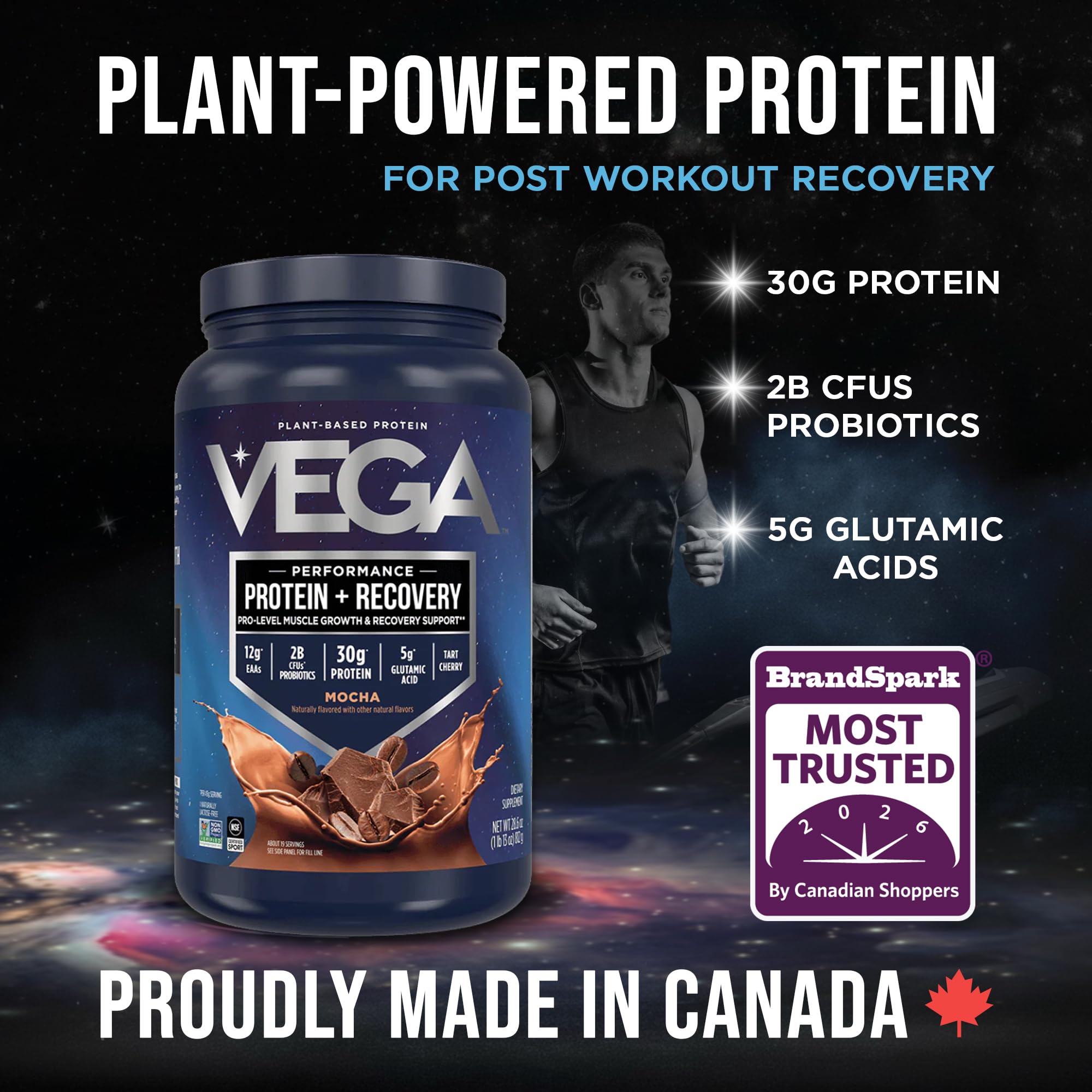 Vega Protein + Recovery, Mocha – 30g Vegan Protein, Dairy & Gluten Free, Probiotics, NSF Certified, 812 g (19 Servings) 🍁 All In One Marketplace Canada