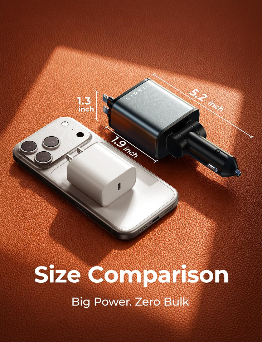 LISEN Retractable Car Charger, for Gifts for Him Her, 84W Cars Adapter USB C Fast Charger for iPhone 17 Pro Max, Car Accessories Gadgets for Men, Anniversary Birthday Gifts for Men Women 🍁 All In One Marketplace Canada