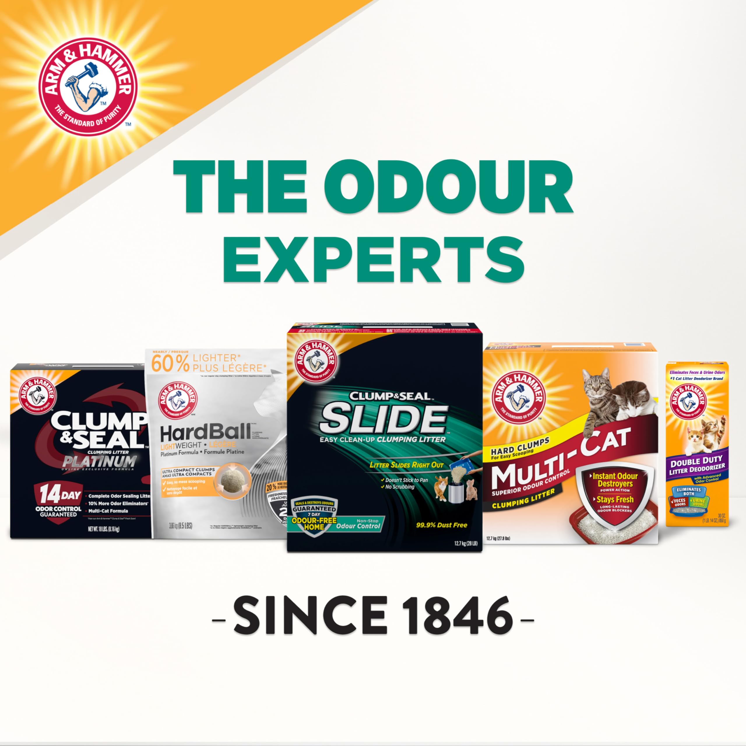 Arm & Hammer Clump & Seal Slide Clay Cat Litter, Non-Stop Odour Control, 12.7kg, 7 Days of Odour Control, Dust Free, Clumping Litter (Pack of 1) 🍁 All In One Marketplace Canada