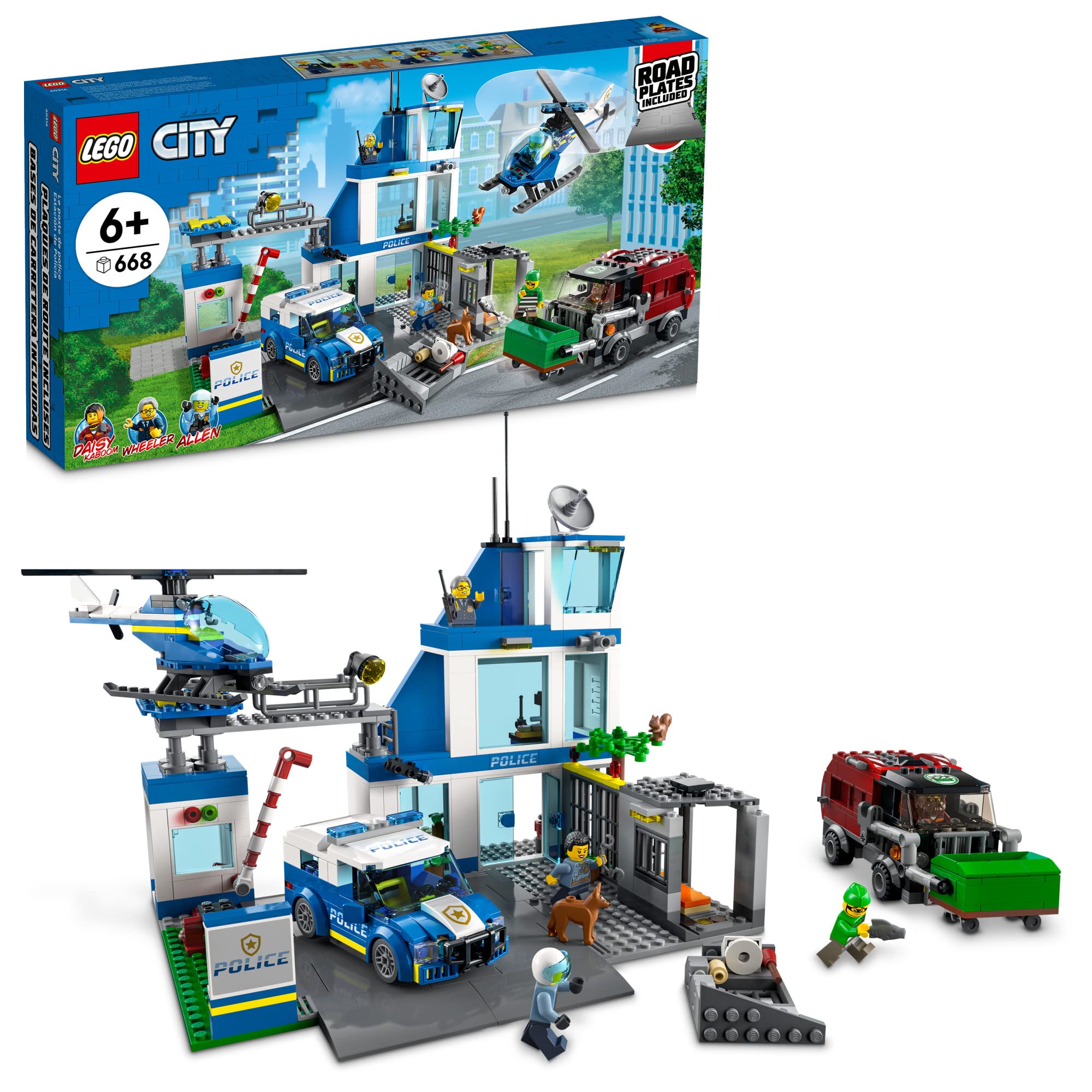 LEGO City Police Station with Van, Garbage Truck & Helicopter Toy 60316, Gifts for 6 Plus Year Old Kids, Boys & Girls with 5 Minifigures and Dog Toy 🍁 All In One Marketplace Canada