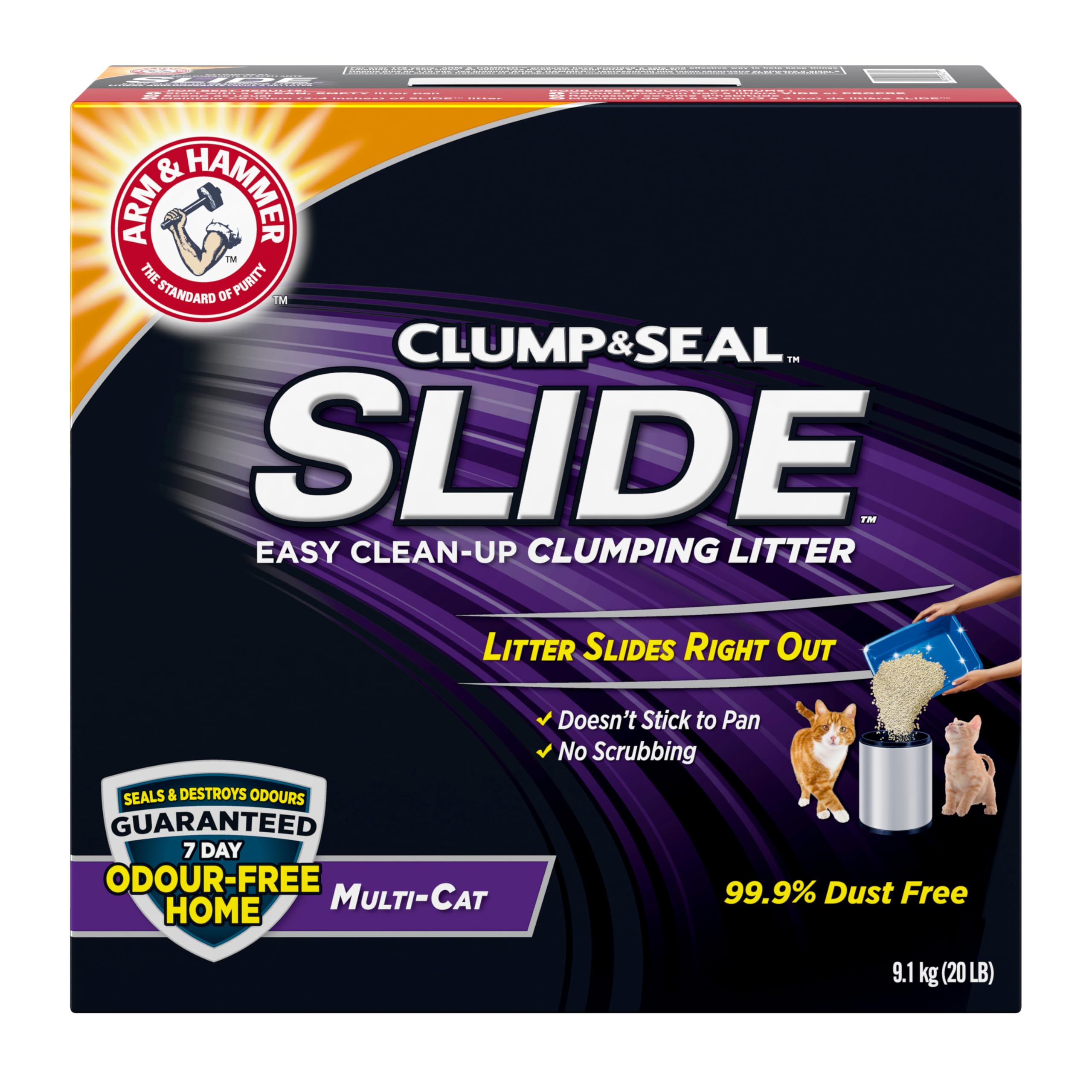 Arm & Hammer Clump & Seal Slide Clay Cat Litter, 9.1kg, 7 Days of Odour Control, Dust Free, Clumping Litter (Pack of 1) 🍁 All In One Marketplace Canada