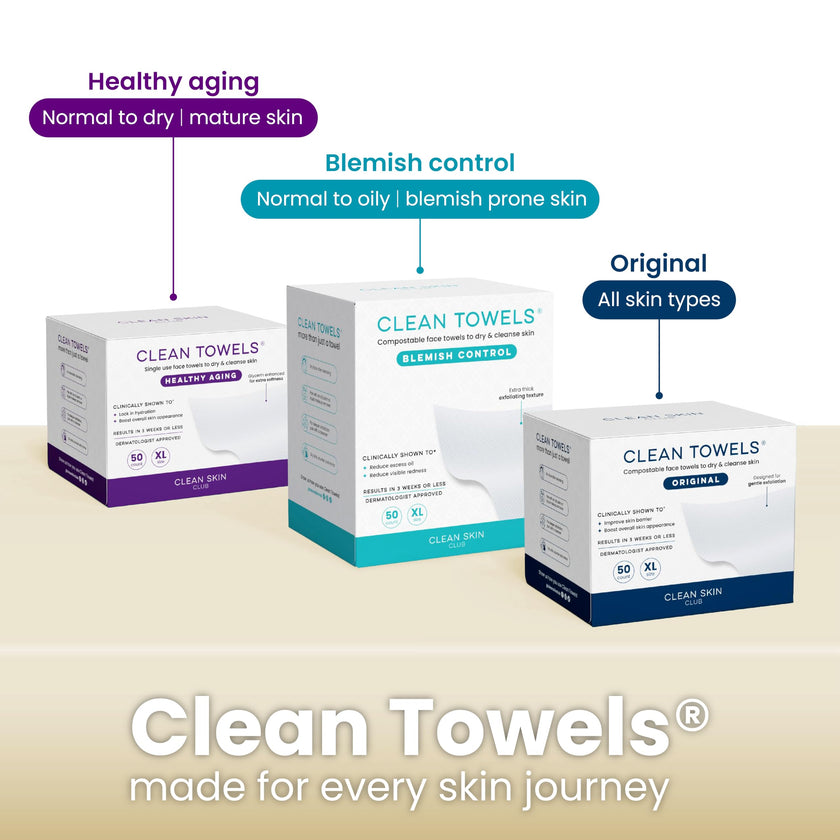 Clean Skin Club Bamboo Viscose Clean Towels® XL 100% USDA Biobased Face Towel, Disposable Face Towelette, Makeup Remover Dry Wipes, Ultra Soft, 50 Ct, 1 Pack 🍁 All In One Marketplace Canada