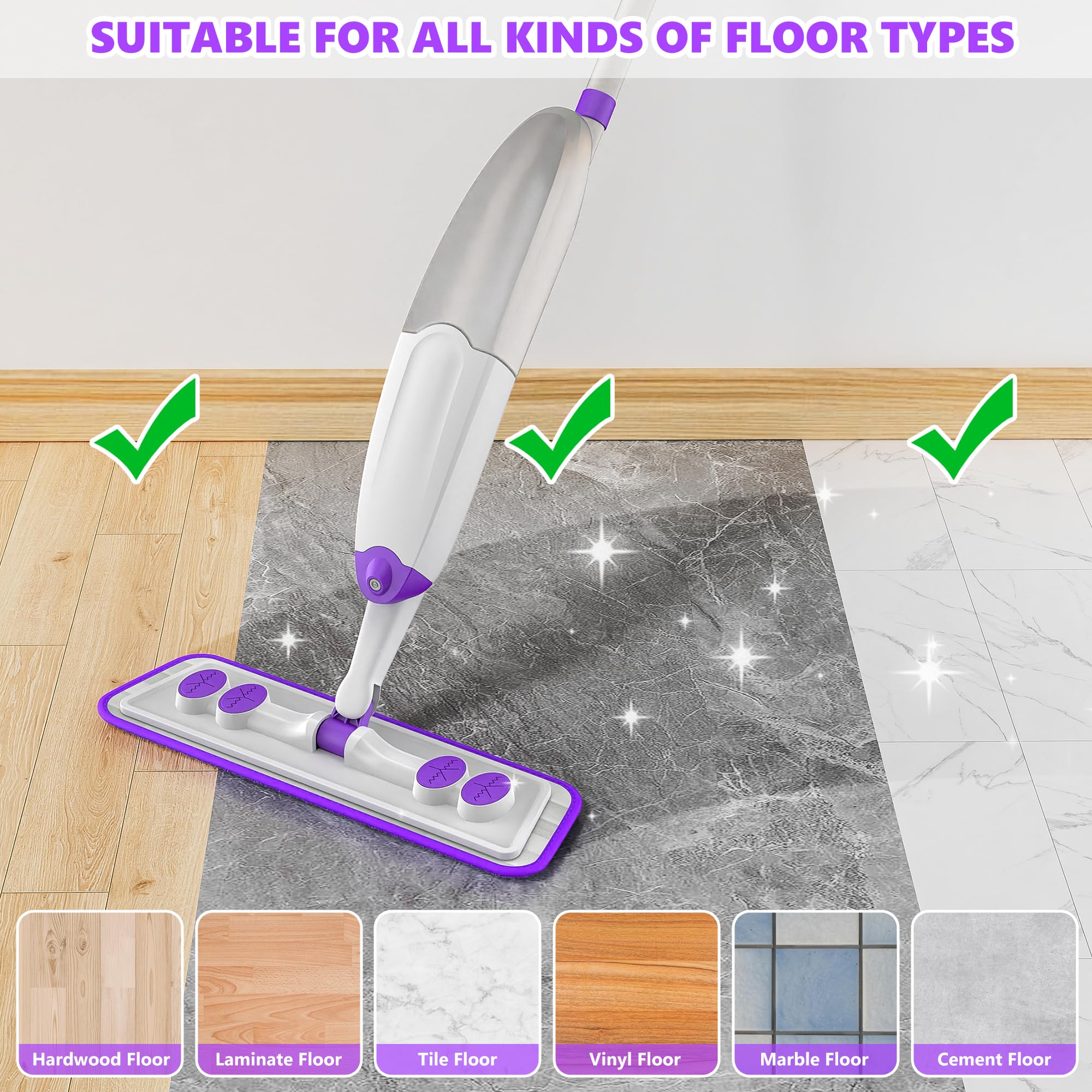 Spray Mops for Hardwood Floor Cleaning, Microfiber Flat Floor Mop with Washable Reusable Pads, Dust Wood Laminate Tile Wet Dry Mopping Head Fit for Disposable Dry Wet Sweeping Refills Cloths 🍁 All In One Marketplace Canada