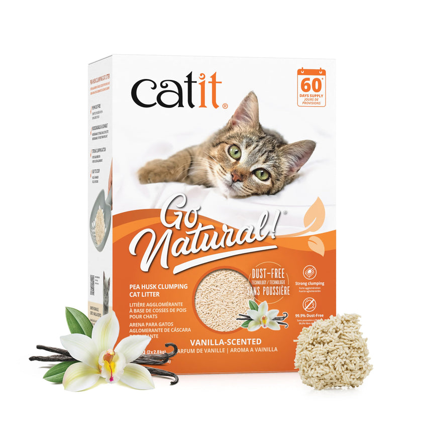 Catit Go Natural Pea Husk Clumping Cat Litter, Tofu, Vanilla 5.6 kg, Dust Free & Lightweight Cat Litter, Easy to Scoop Litiere Pour Chat 🍁 All In One Marketplace Canada