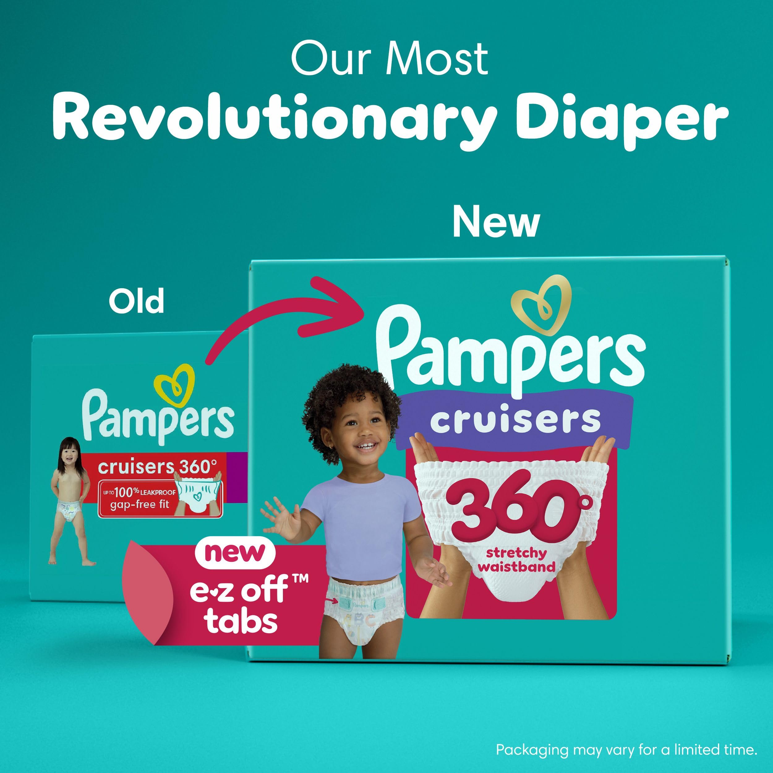 Pampers Diapers - Cruisers 360° - Size 5, up to 100% Leakproof Fit, Designed for Active Babies, Pull On Diaper, EZ Off Tabs Designed for Easy Changes, 1 Pack (Count of 96) 🍁 All In One Marketplace Canada